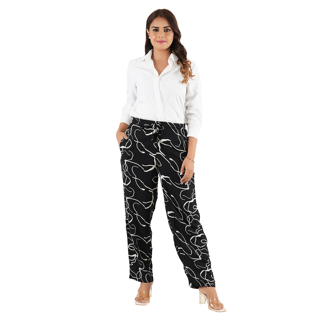 STYLE SHOES Rayon Abstract Printed Mid-Rise Pyjama/Lounge Pants for Women and Girls
