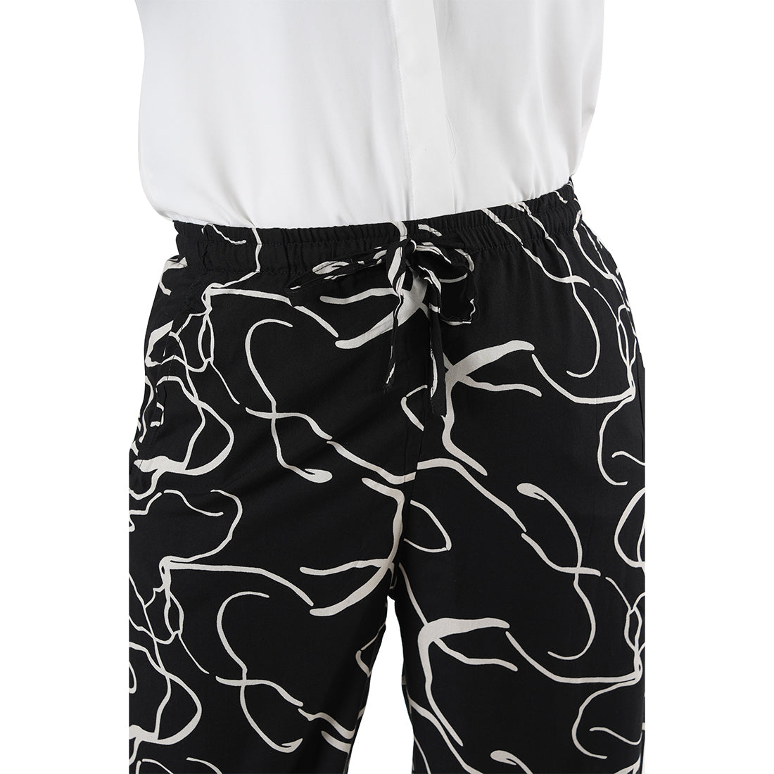 STYLE SHOES Rayon Abstract Printed Mid-Rise Pyjama/Lounge Pants for Women and Girls