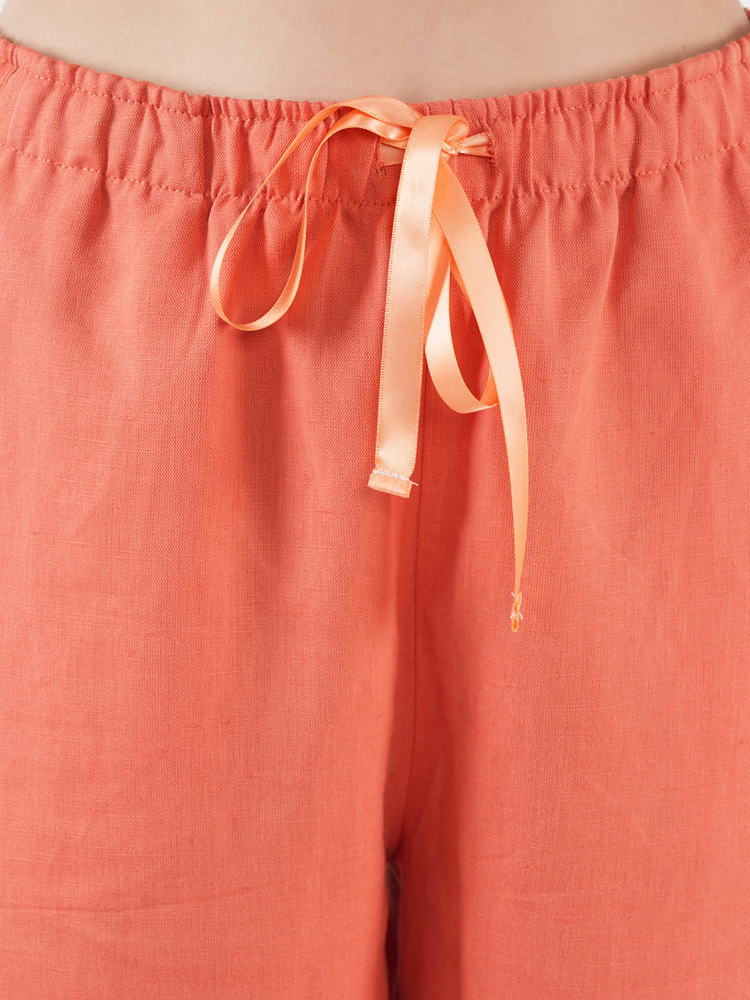 Style Shoes Orange Regular Fit Linen Pyjama/Lounge Pant for Women & Girls