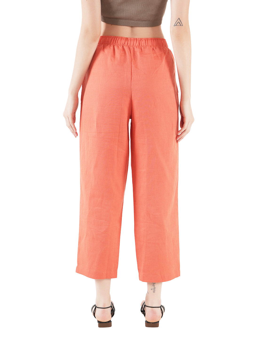 Style Shoes Orange Regular Fit Linen Pyjama/Lounge Pant for Women & Girls