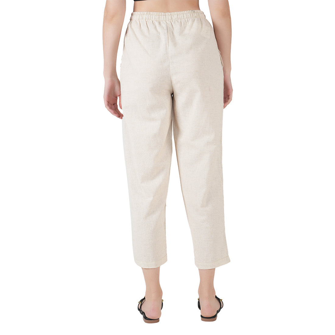 STYLE SHOES Cream Regular Fit Linen Pyjama/Lounge Pant for Women & Girls