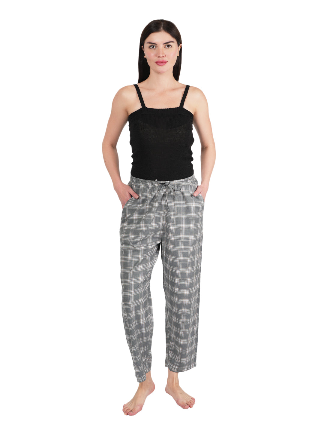 STYLE SHOES Checked Mid-Rise Cotton Pyjama/Lounge Pant for Women and Girls