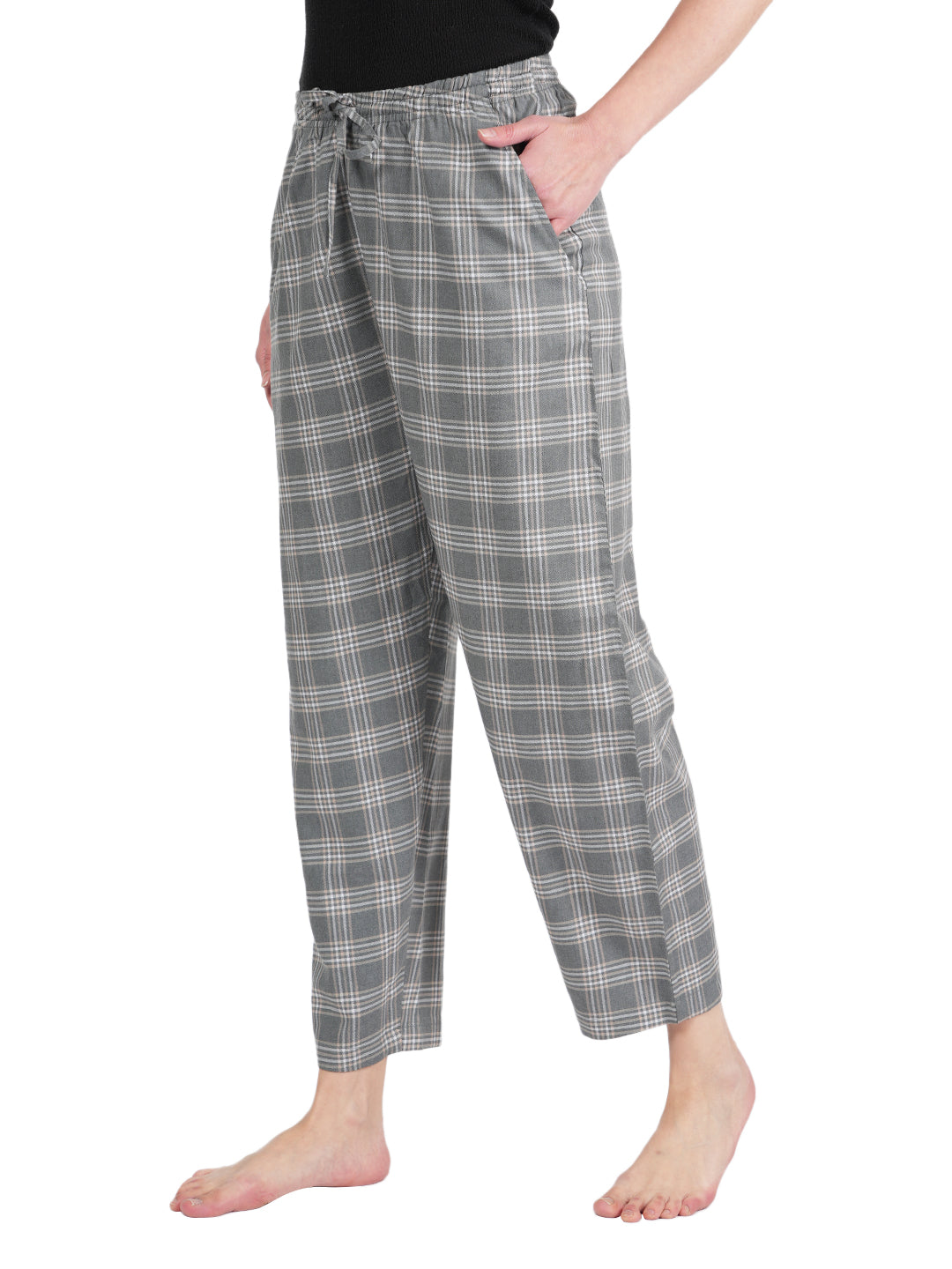 STYLE SHOES Checked Mid-Rise Cotton Pyjama/Lounge Pant for Women and Girls