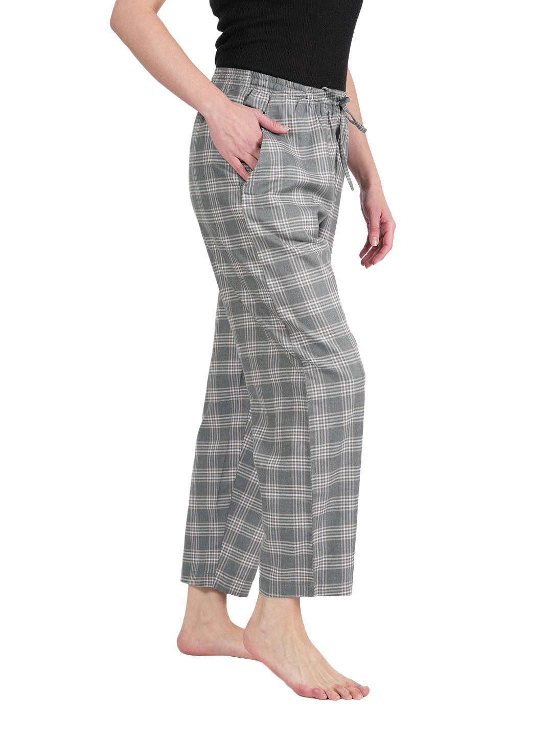 STYLE SHOES Checked Mid-Rise Cotton Pyjama/Lounge Pant for Women and Girls