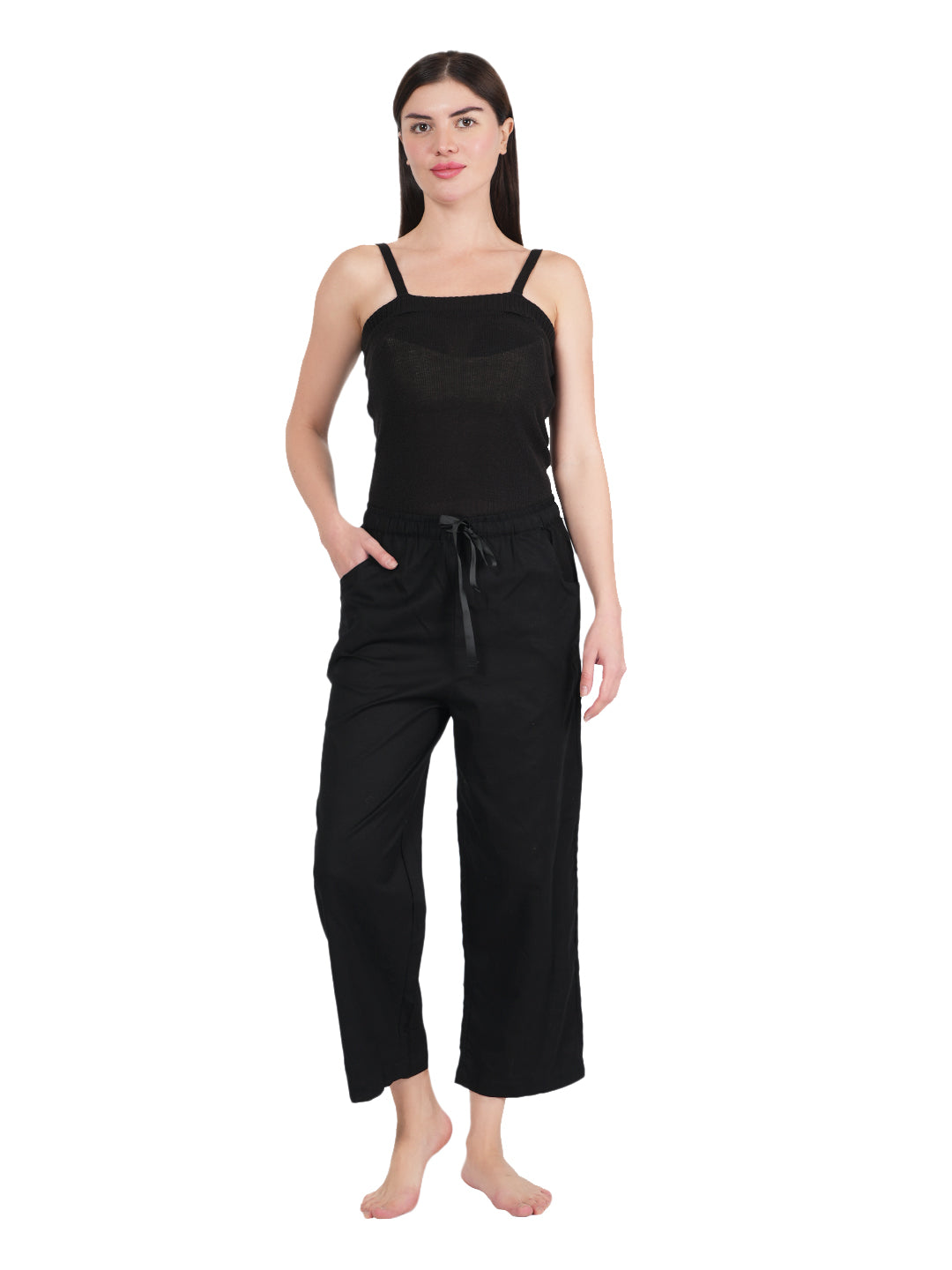STYLE SHOES Black Regular Fit Linen Pyjama/lounge pants for Women and Girls