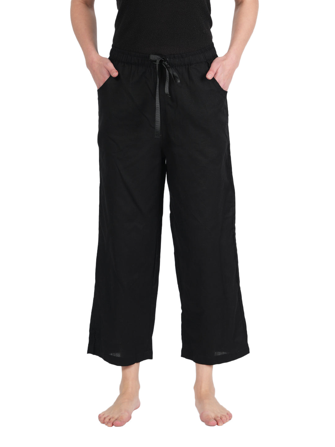 STYLE SHOES Black Regular Fit Linen Pyjama/lounge pants for Women and Girls
