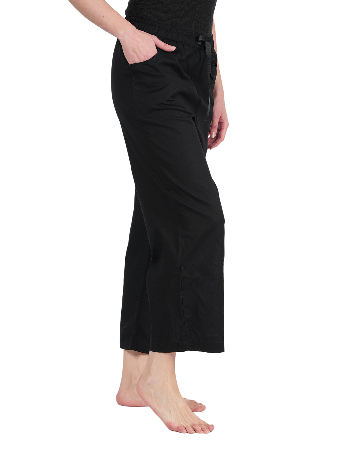 STYLE SHOES Black Regular Fit Linen Pyjama/lounge pants for Women and Girls