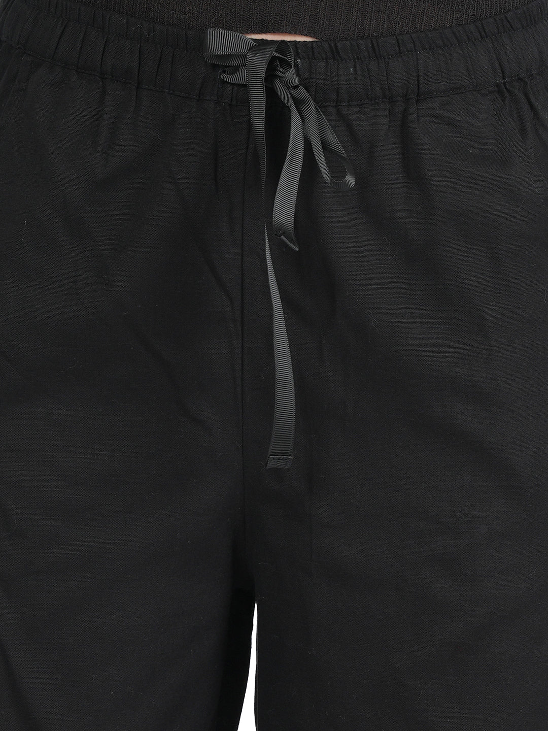 STYLE SHOES Black Regular Fit Linen Pyjama/lounge pants for Women and Girls