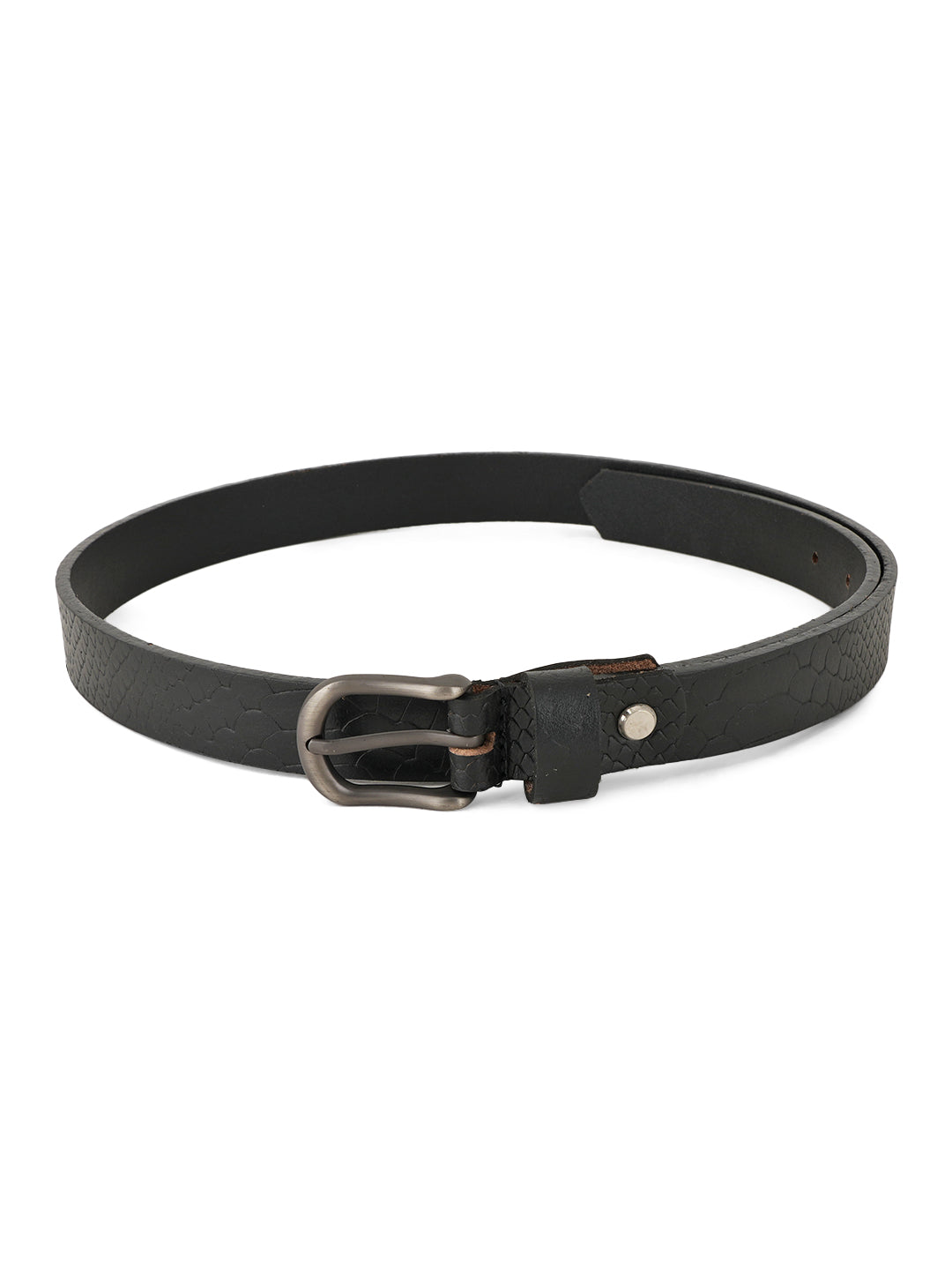 Style Shoes Black Genuine Leather Textured Formal Belt for Women and Girls