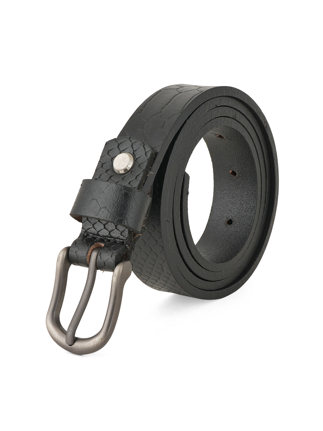 Style Shoes Black Genuine Leather Textured Formal Belt for Women and Girls