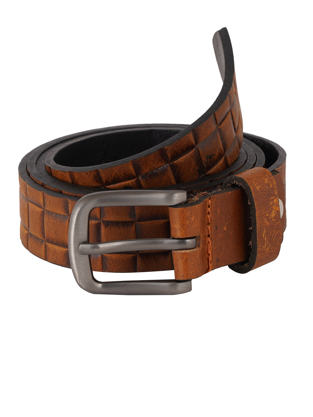 Style Shoes Tan Genuine Leather Textured Formal Belt for Women and Girls