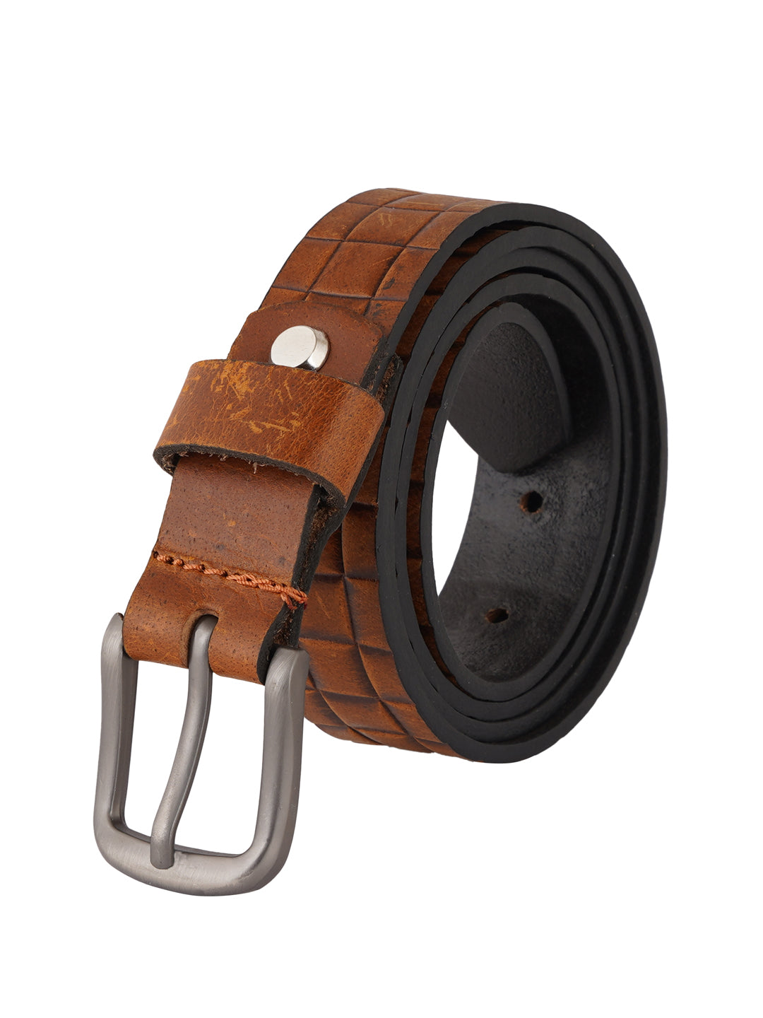 Style Shoes Tan Genuine Leather Textured Formal Belt for Women and Girls