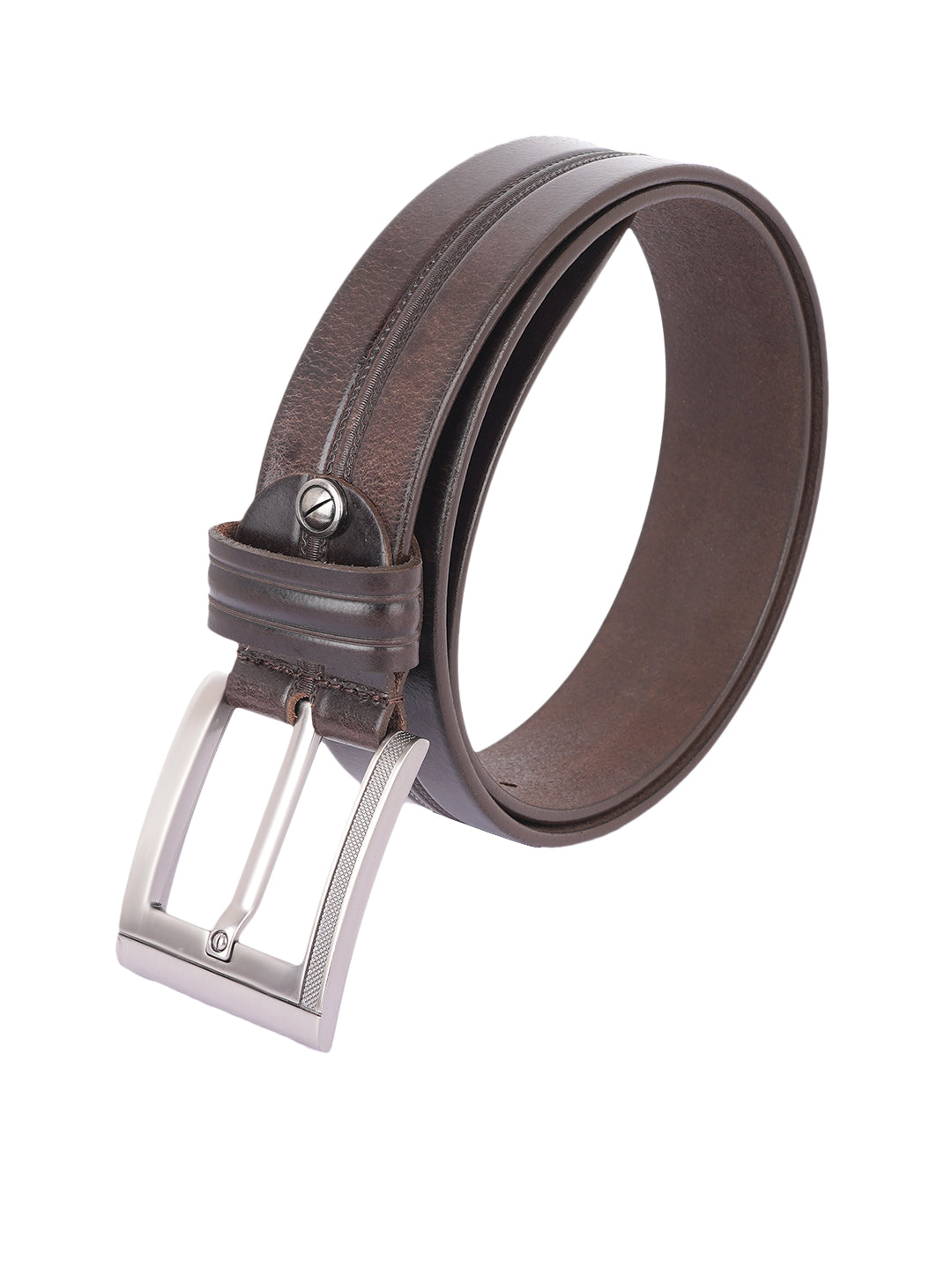 Style Shoes Brown Genuine Leather Belt with Tan Buckle Closure for Men and Boys