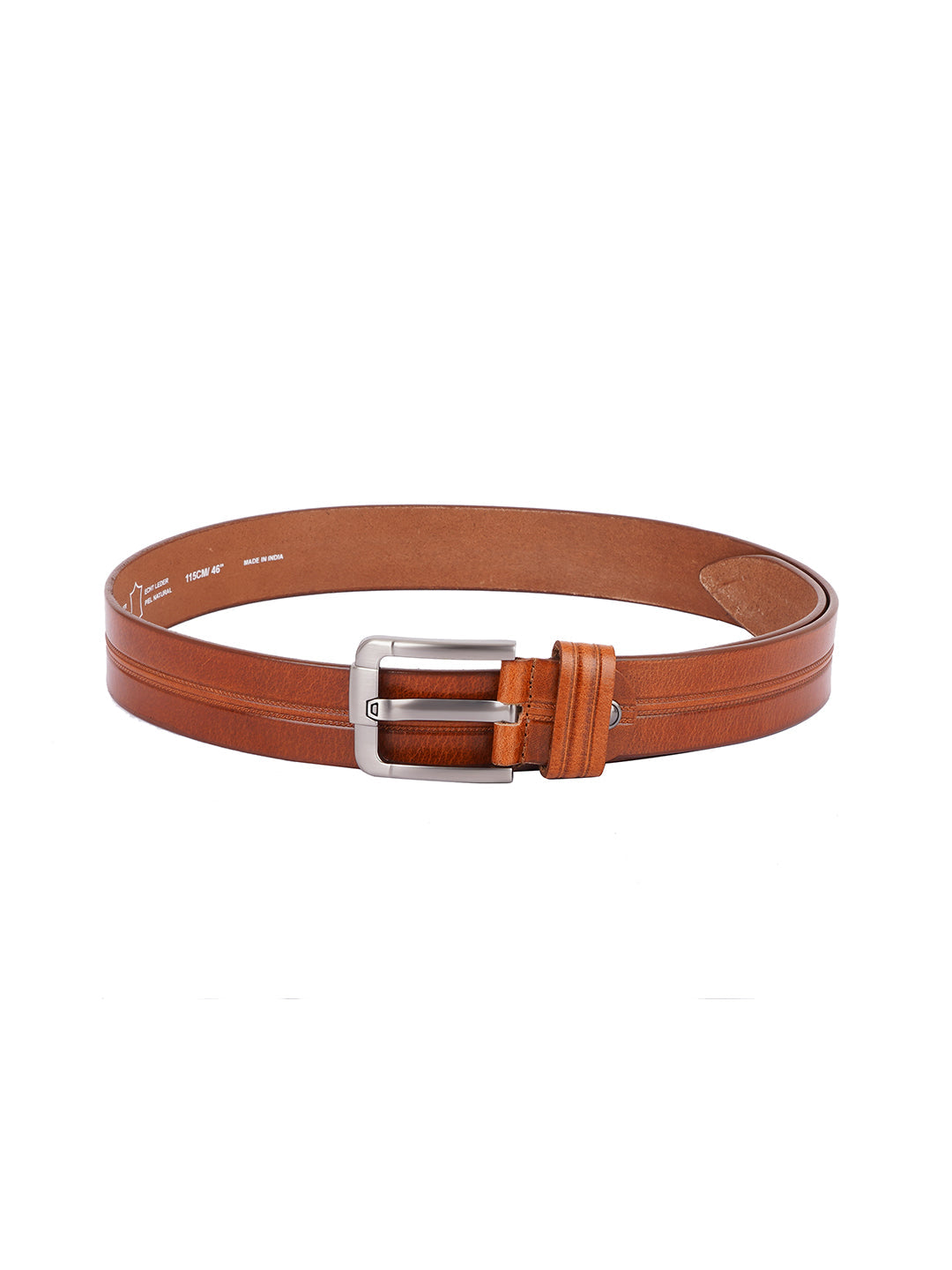 Style Shoes Tan Genuine Leather Belt with Tang Buckle Closure for Men and Women