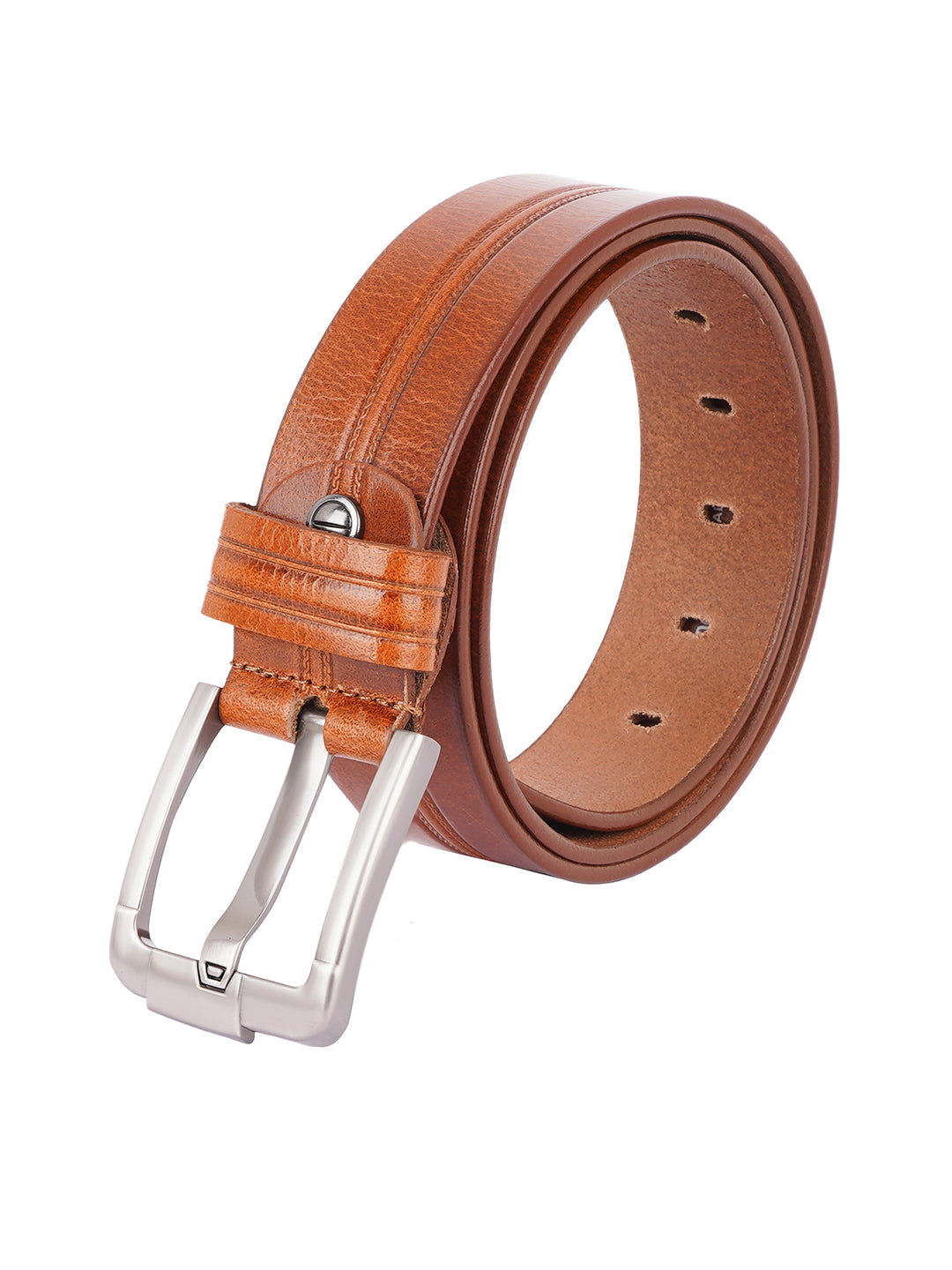 Style Shoes Tan Genuine Leather Belt with Tang Buckle Closure for Men and Women