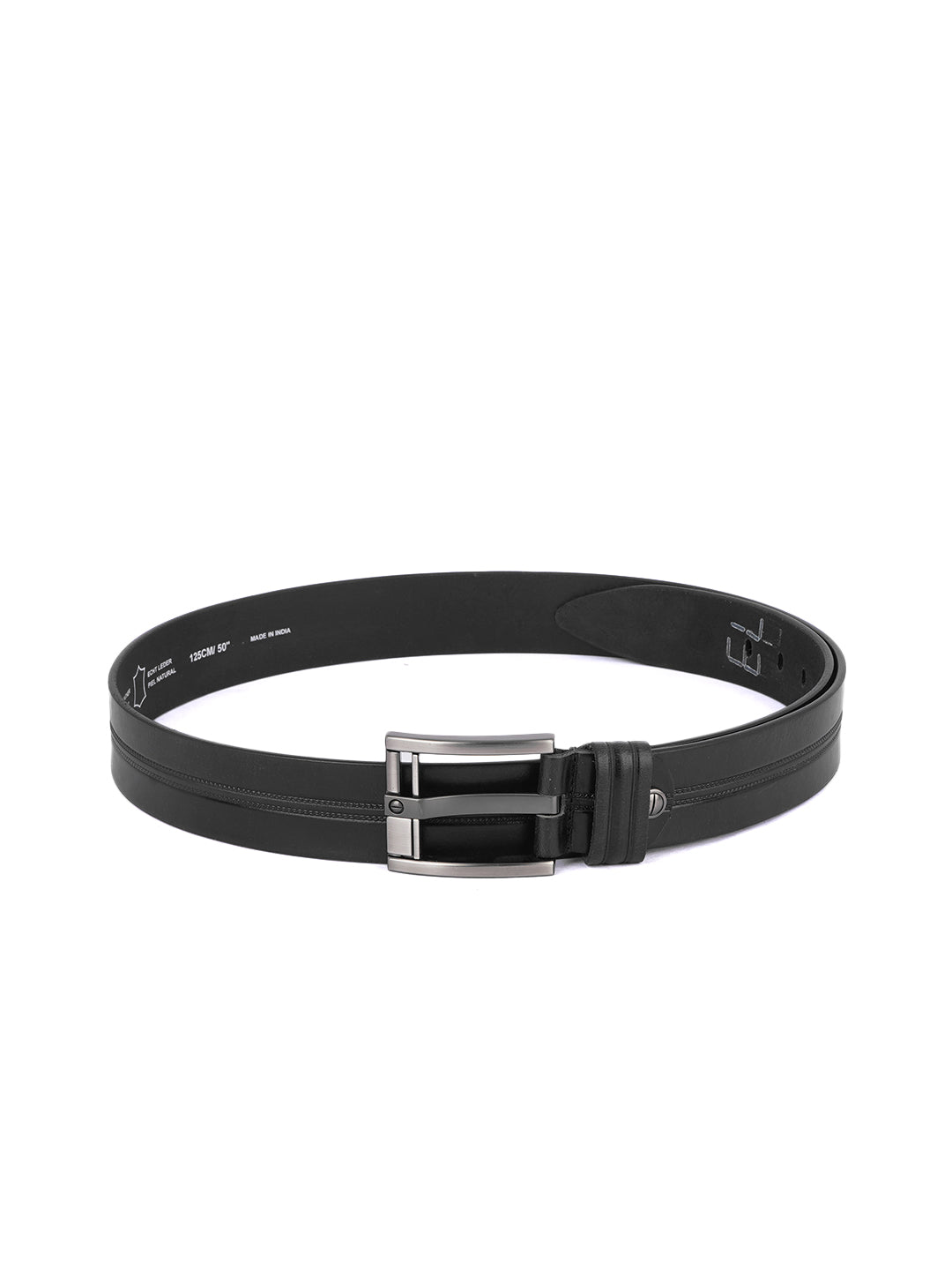Style Shoes Black Genuine Leather Belt with Buckle Closure for Men and Boys