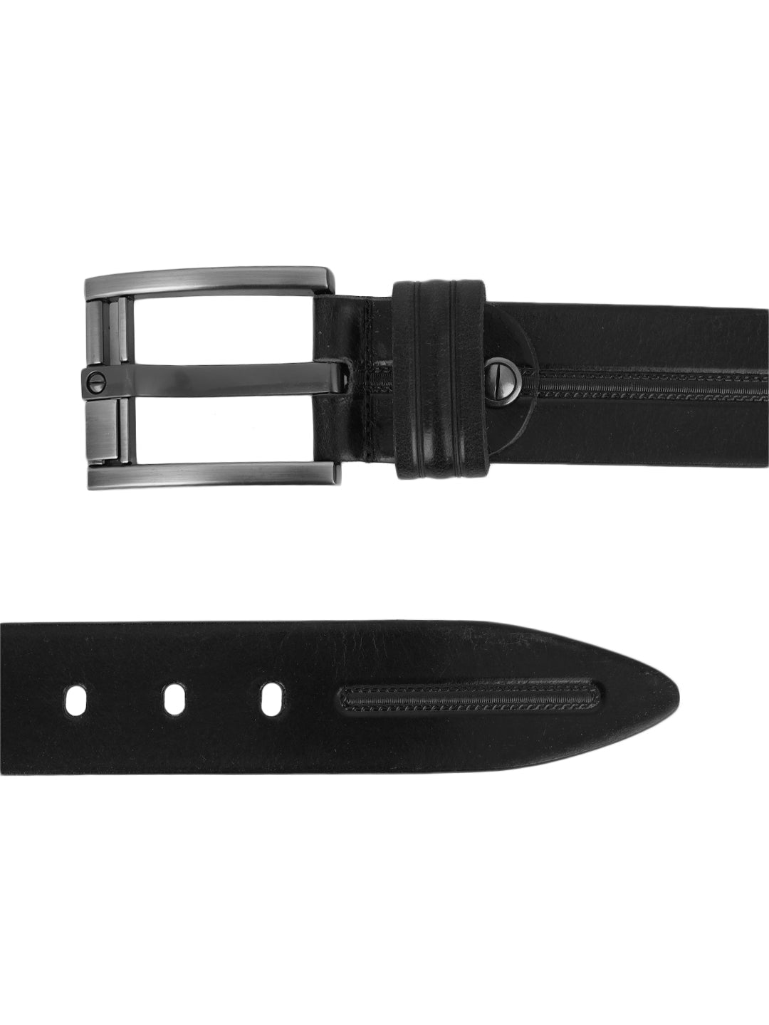 Style Shoes Black Genuine Leather Belt with Buckle Closure for Men and Boys