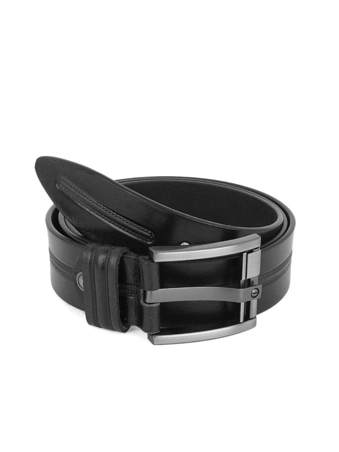 Style Shoes Black Genuine Leather Belt with Buckle Closure for Men and Boys