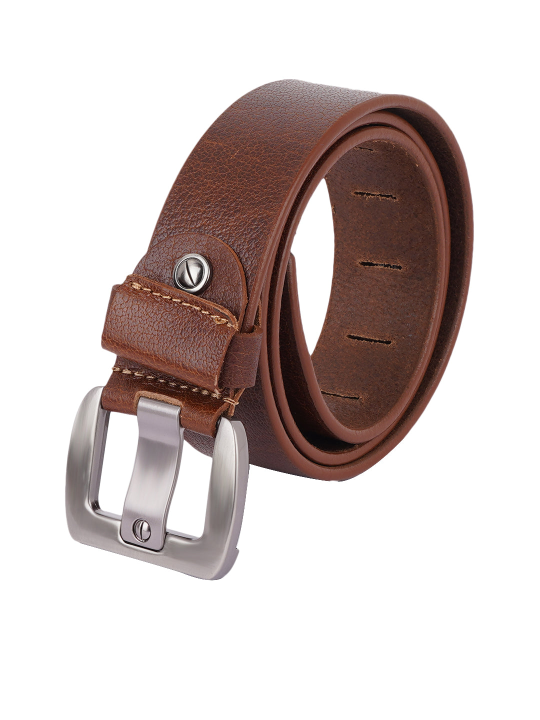 Style Shoes Tan Genuine Leather Belt with Tang Buckle Closure for Men and Boys