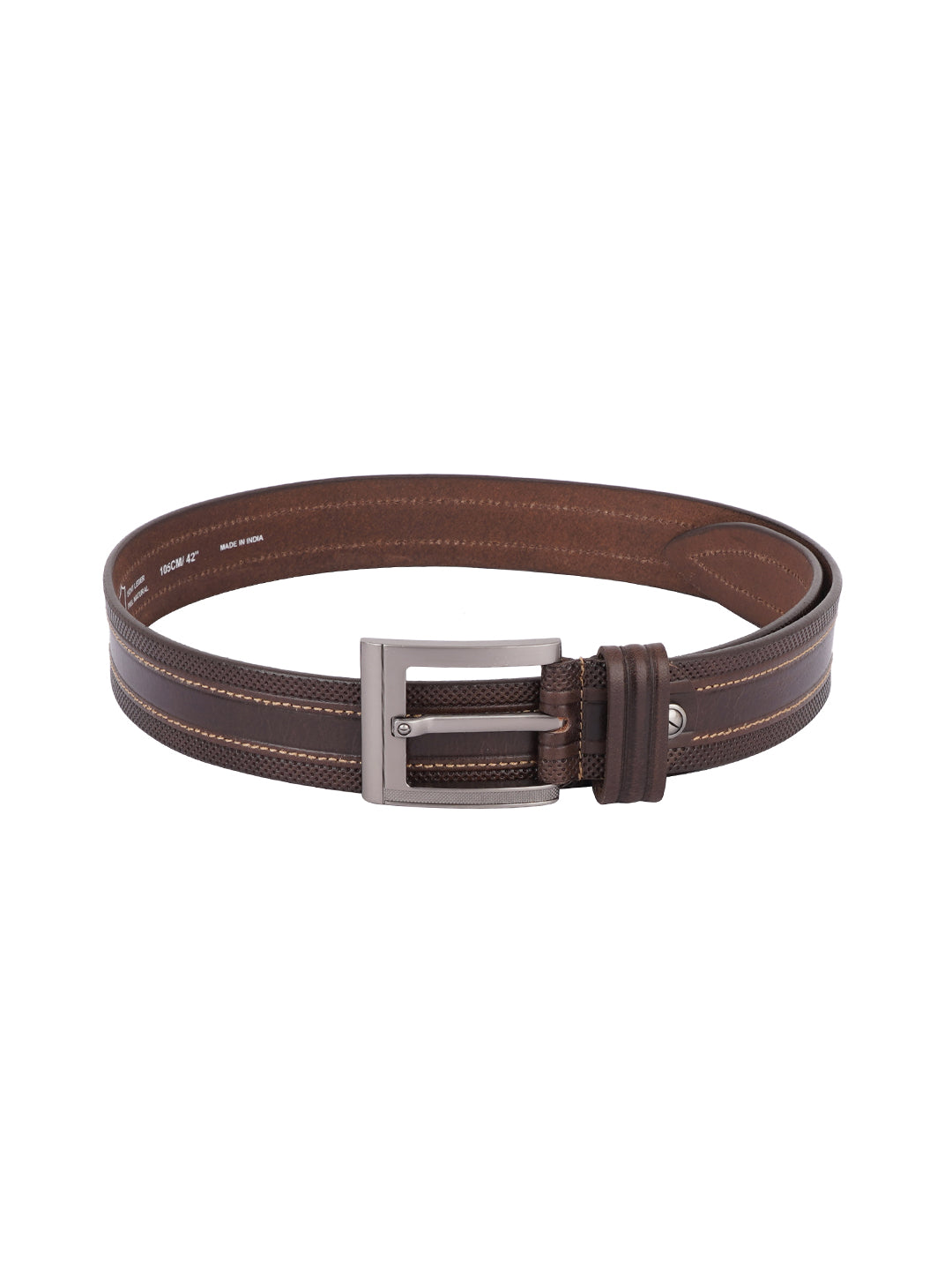 Style Shoes Brown Genuine Leather Belt with Tan Buckle Closure for Men and Boys