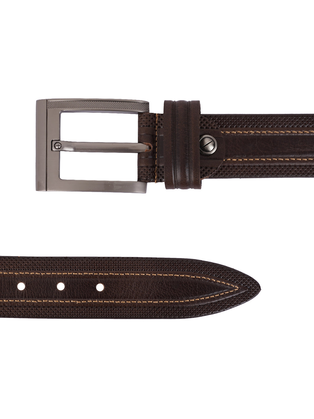 Style Shoes Brown Genuine Leather Belt with Tan Buckle Closure for Men and Boys