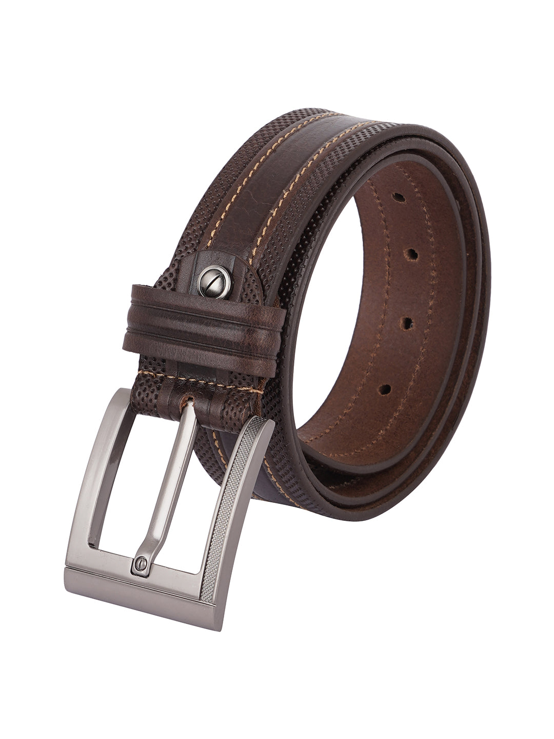 Style Shoes Brown Genuine Leather Belt with Tan Buckle Closure for Men and Boys