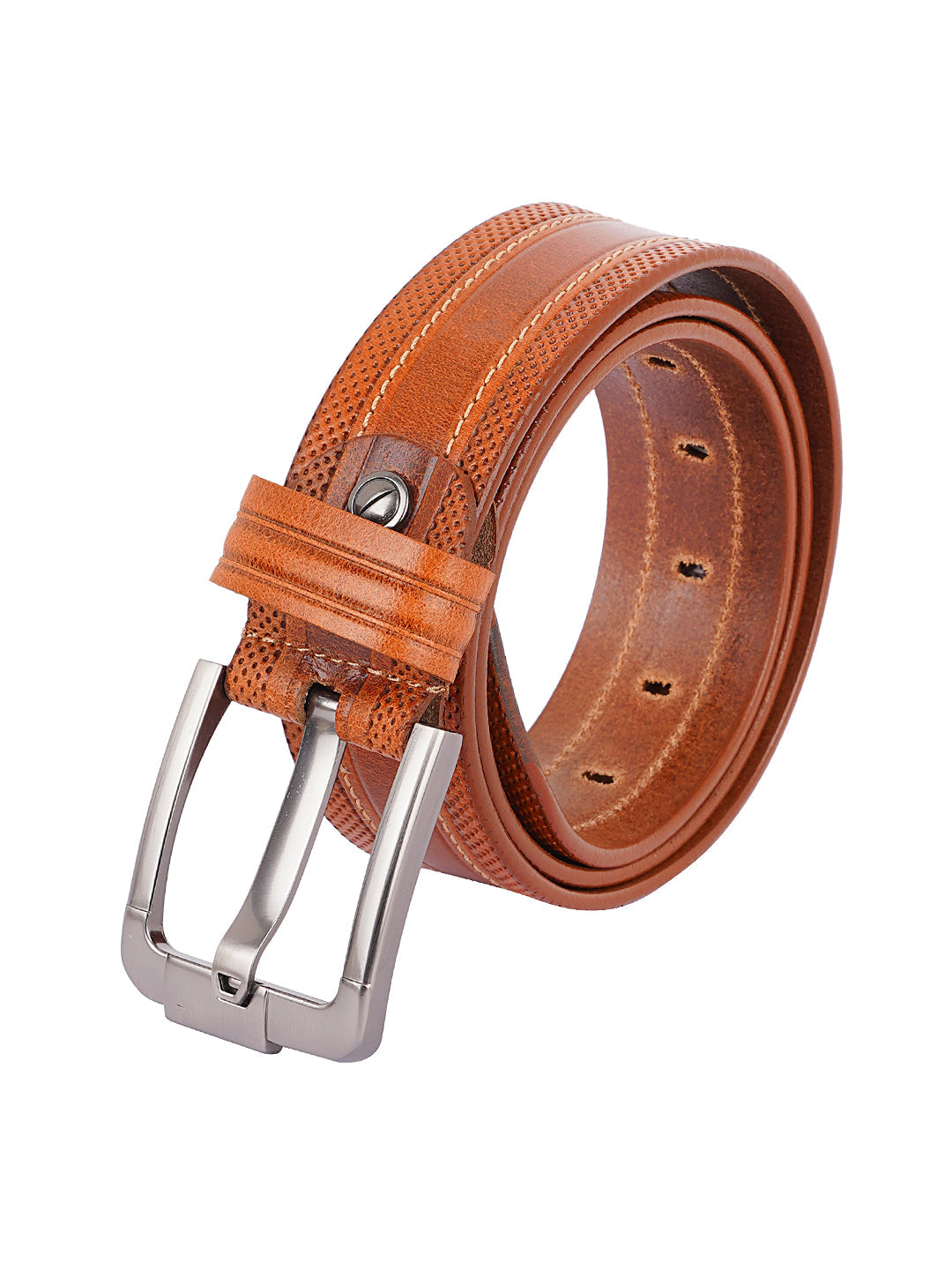 Style Shoes Tan Genuine Leather Belt with Tan Buckle Closure for Men and Boys