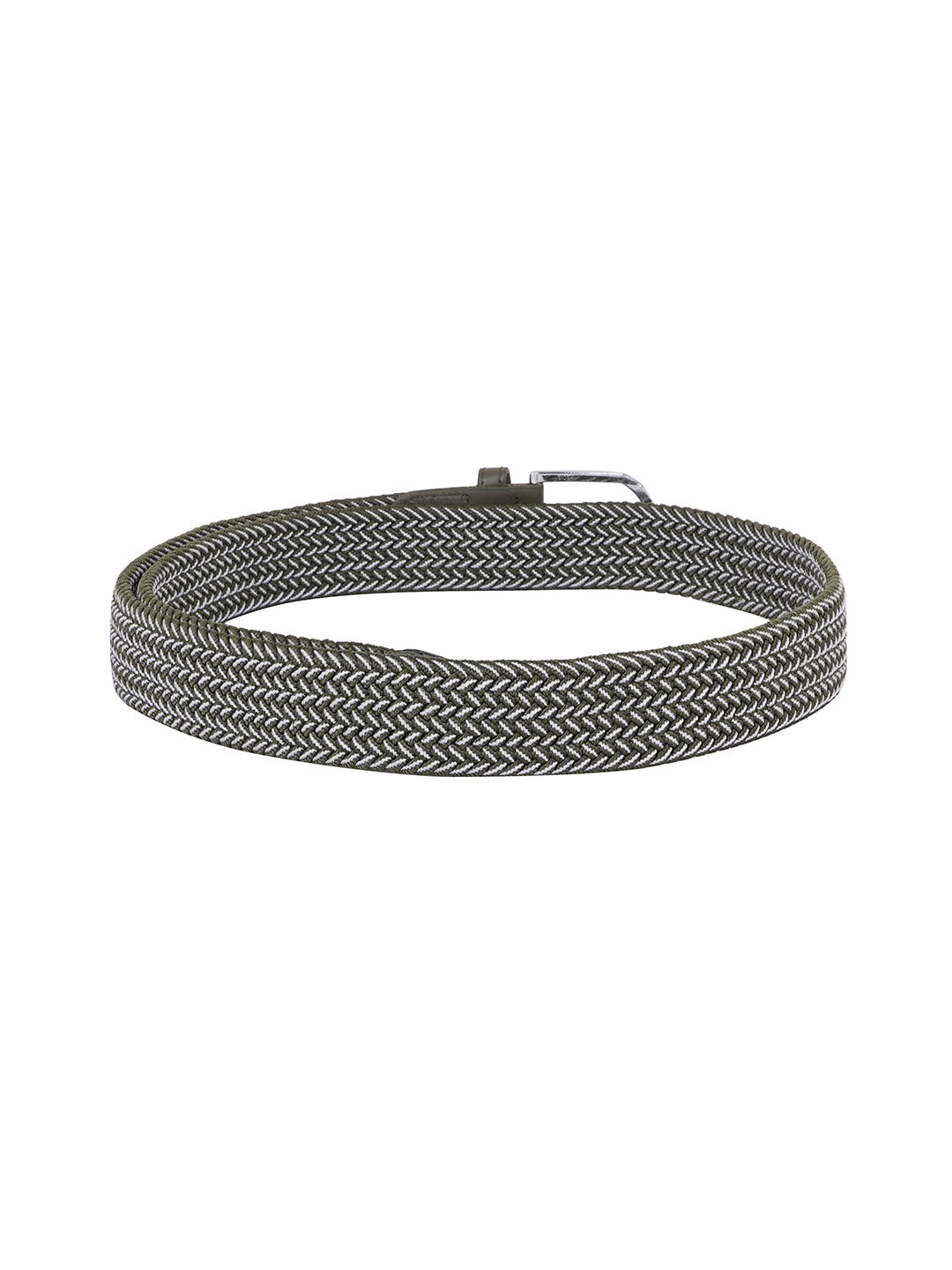 Style Shoes Green & White Freesize Braided Stretchable Belt For Men and Boys