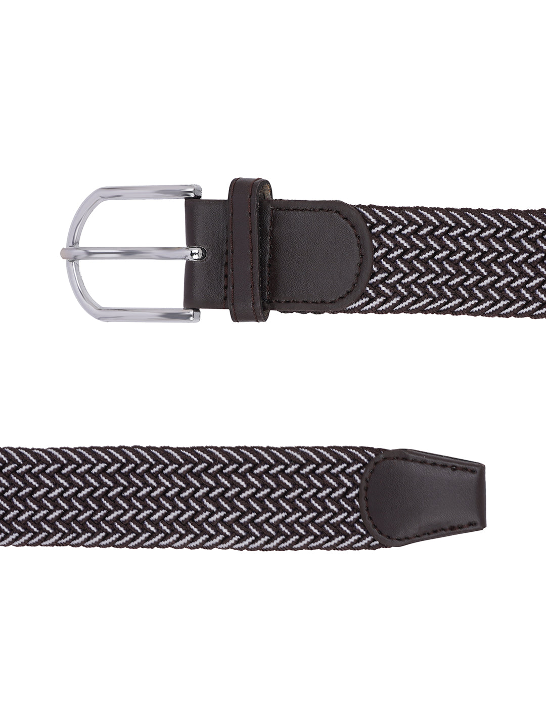 Style Shoes Brown and White Freesize Textured Stretchable Belt For Men and Boys