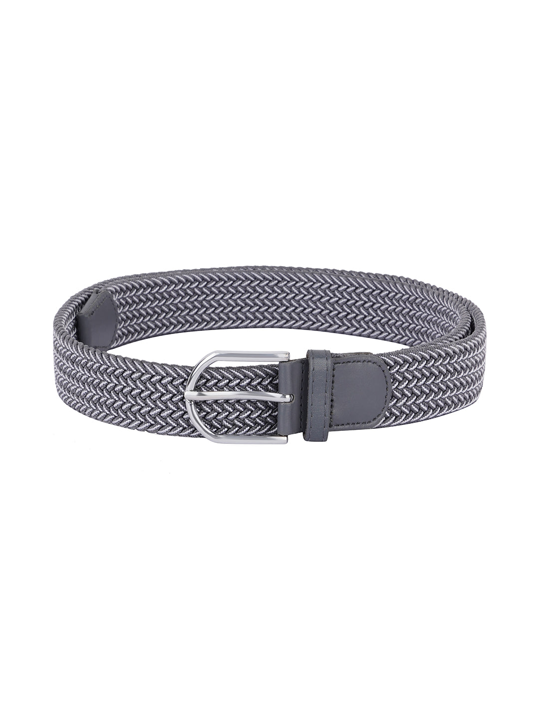 Style Shoes Grey and White Freesize Braided Stretchable Belt For Men and Boys