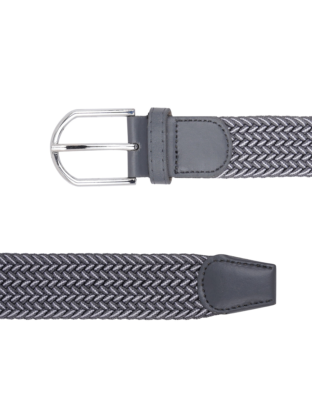 Style Shoes Grey and White Freesize Braided Stretchable Belt For Men and Boys