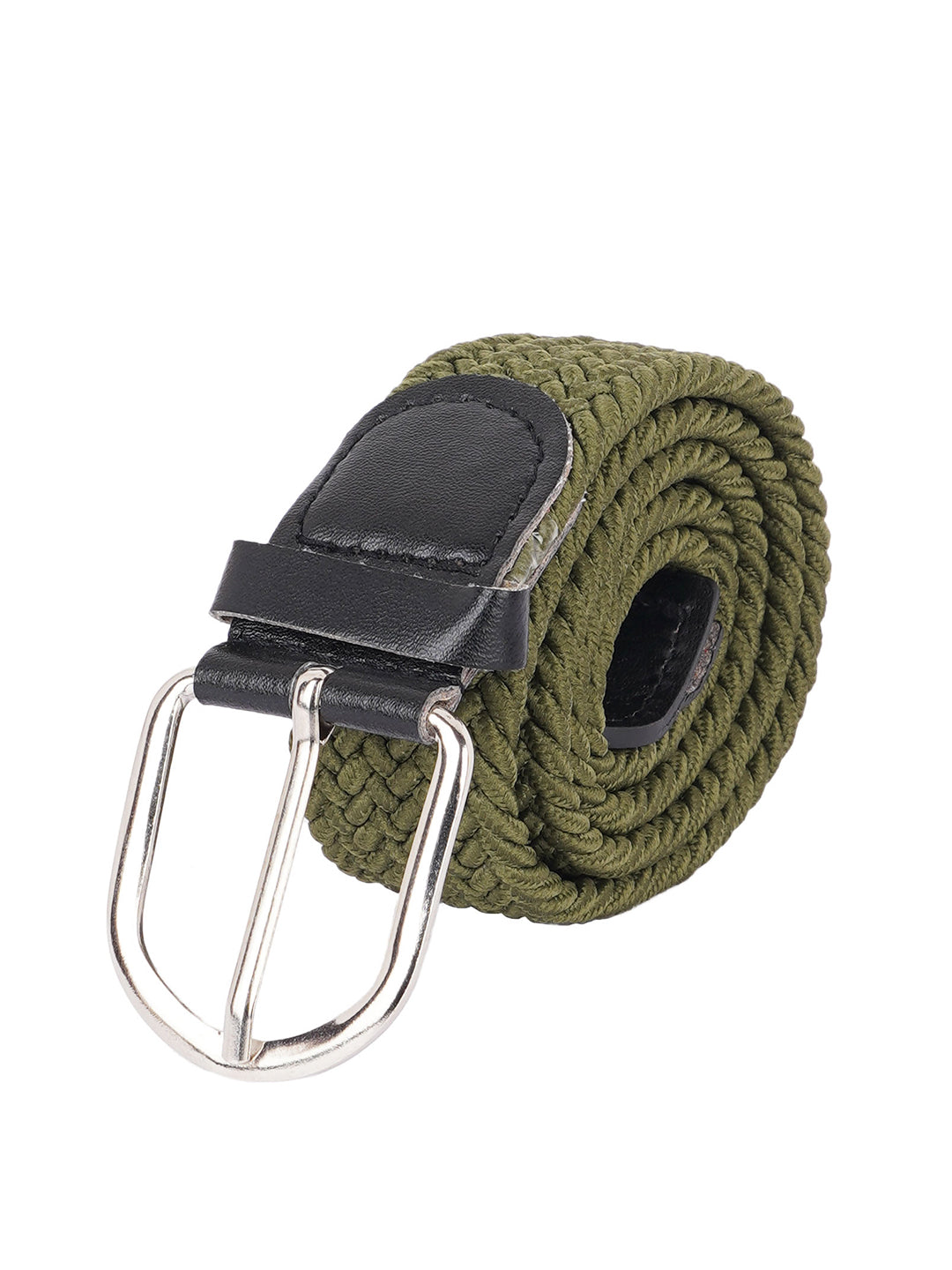 Style Shoes Olive Green Freesize Braided Stretchable Belt For Men and Boys