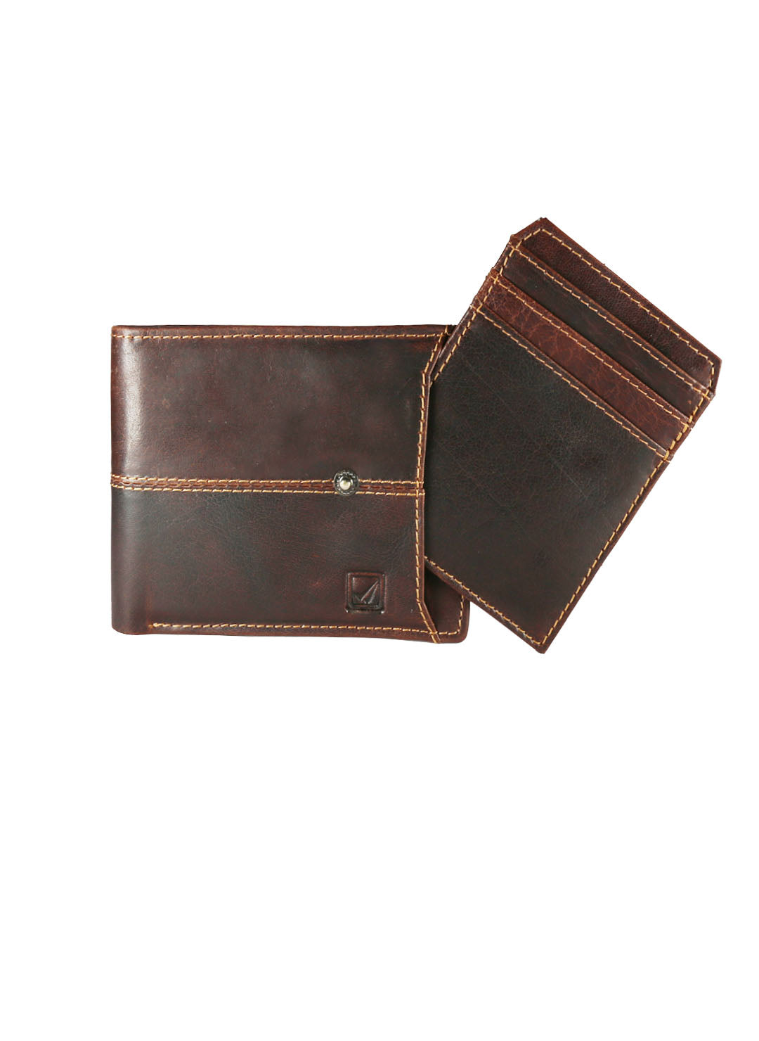 Style Shoes Brown Genuine Leather Wallet with Button Closure For Men