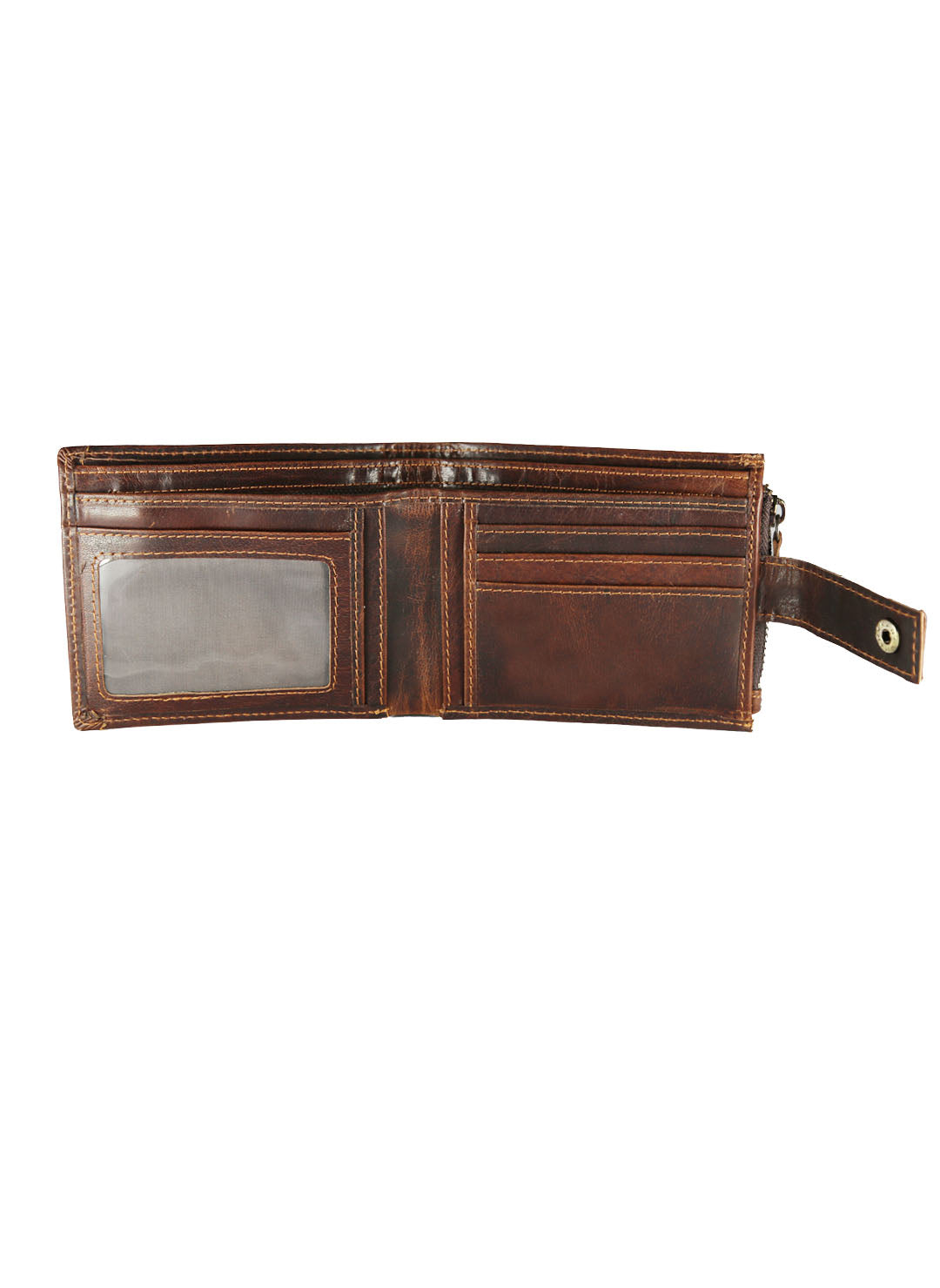 Style Shoes Brown Genuine Leather Wallet with Button Closure For Men