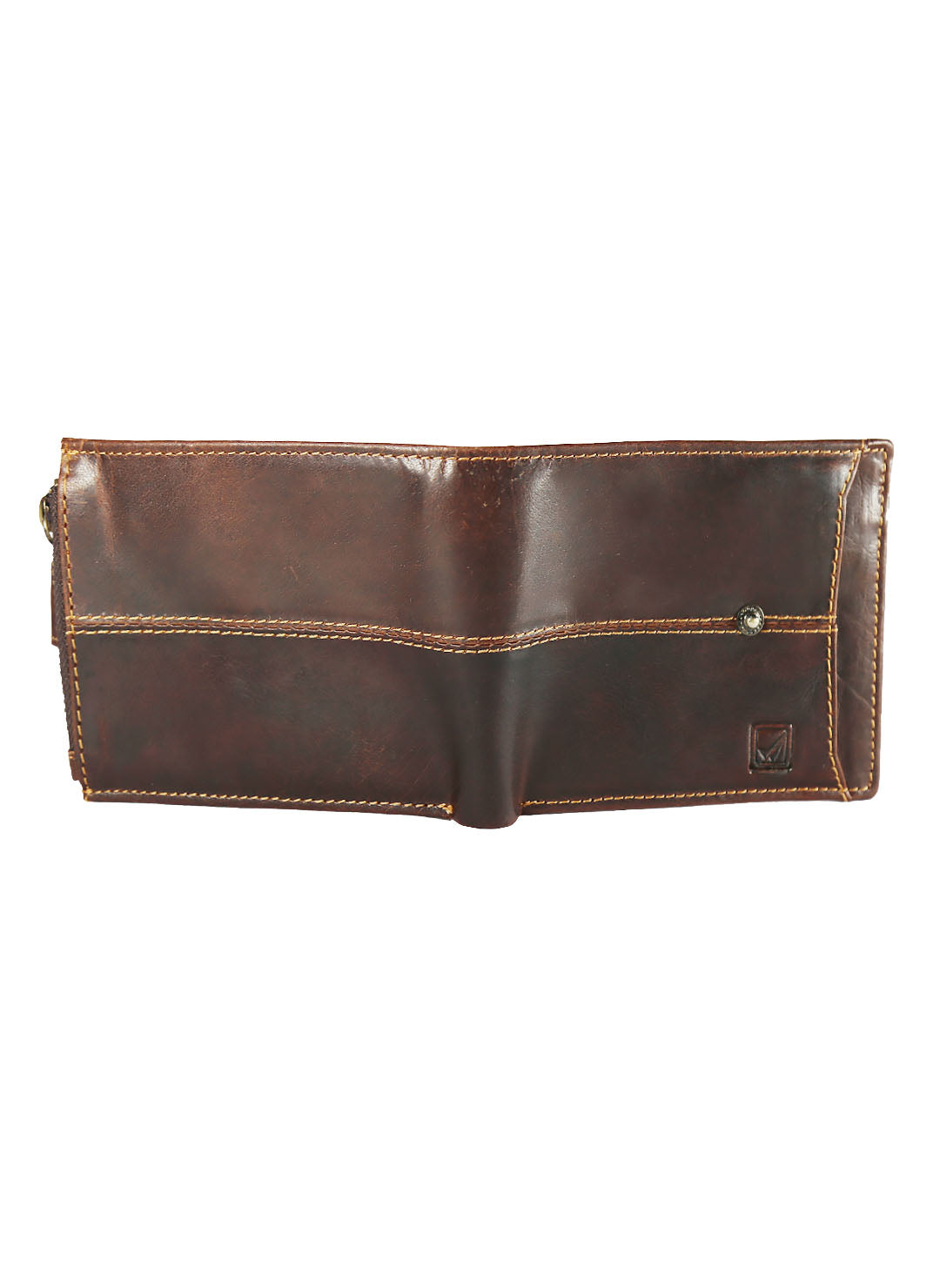 Style Shoes Brown Genuine Leather Wallet with Button Closure For Men