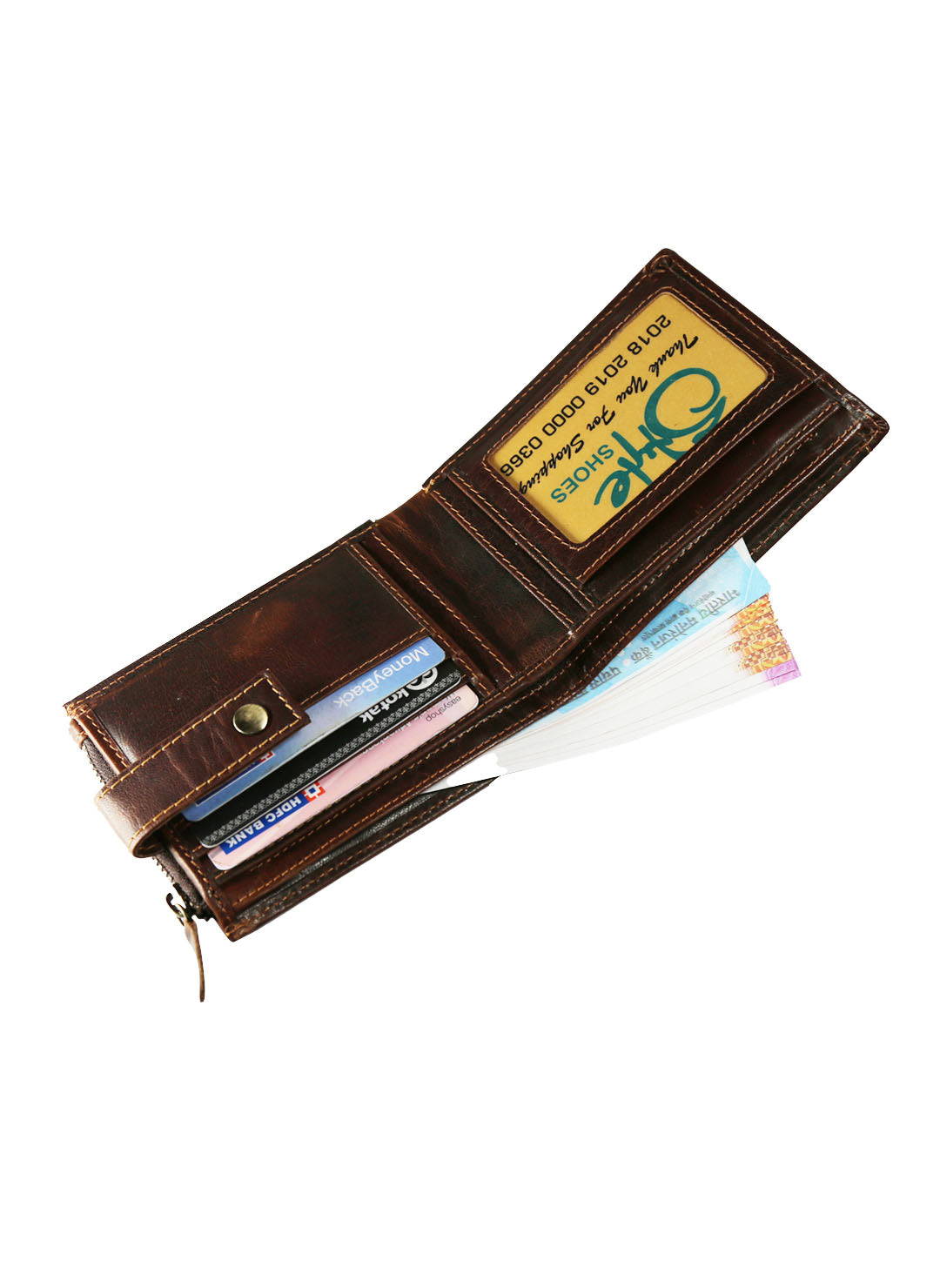 Style Shoes Brown Genuine Leather Wallet with Button Closure For Men