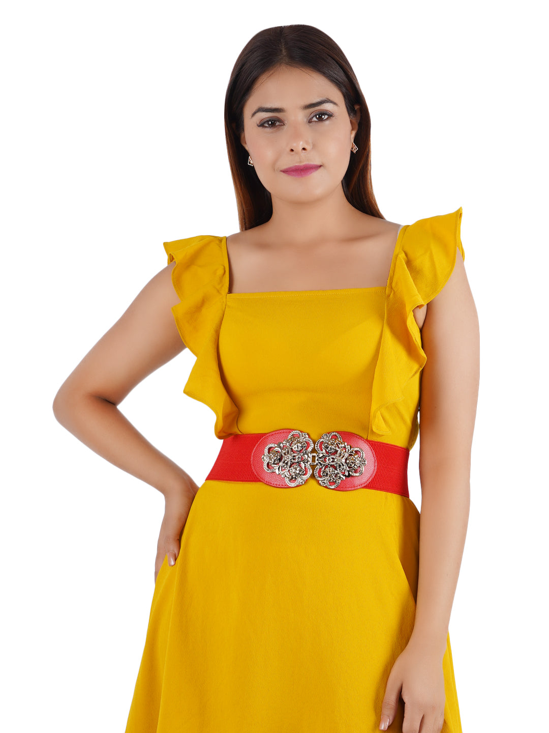 Style Shoes Red Freesize Elasticated Stretchable Dress Belt For Women and Girls