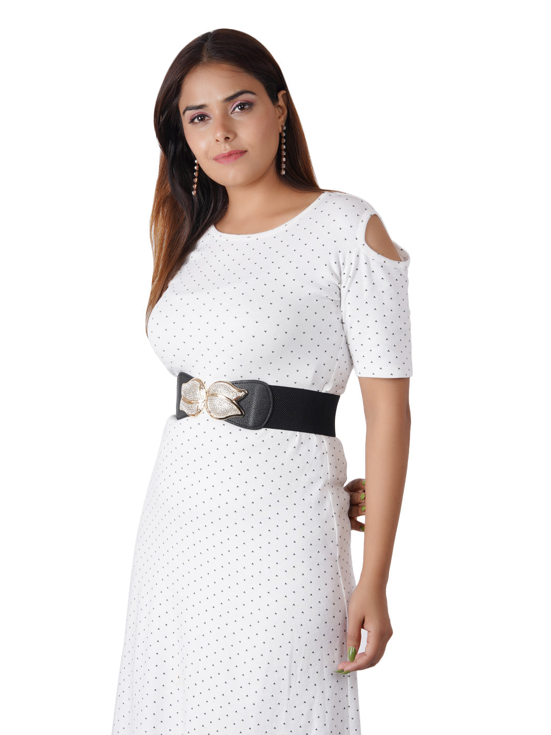 Black Freesize Elasticated Dress Belt For Women