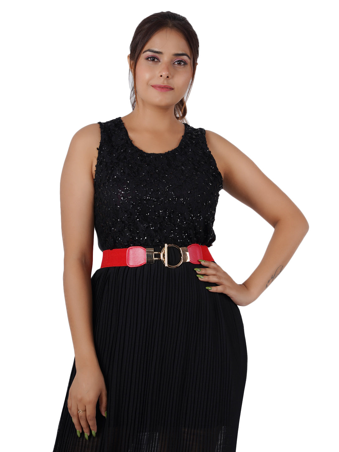 Style Shoes Red Freesize Elasticated Stretchable Dress Belt For Women and Girls
