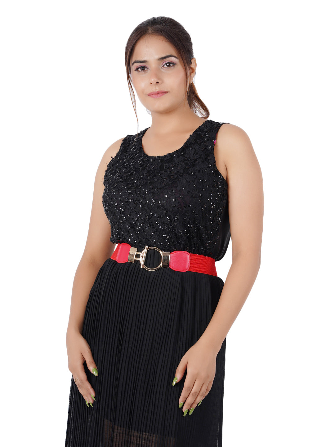 Style Shoes Red Freesize Elasticated Stretchable Dress Belt For Women and Girls