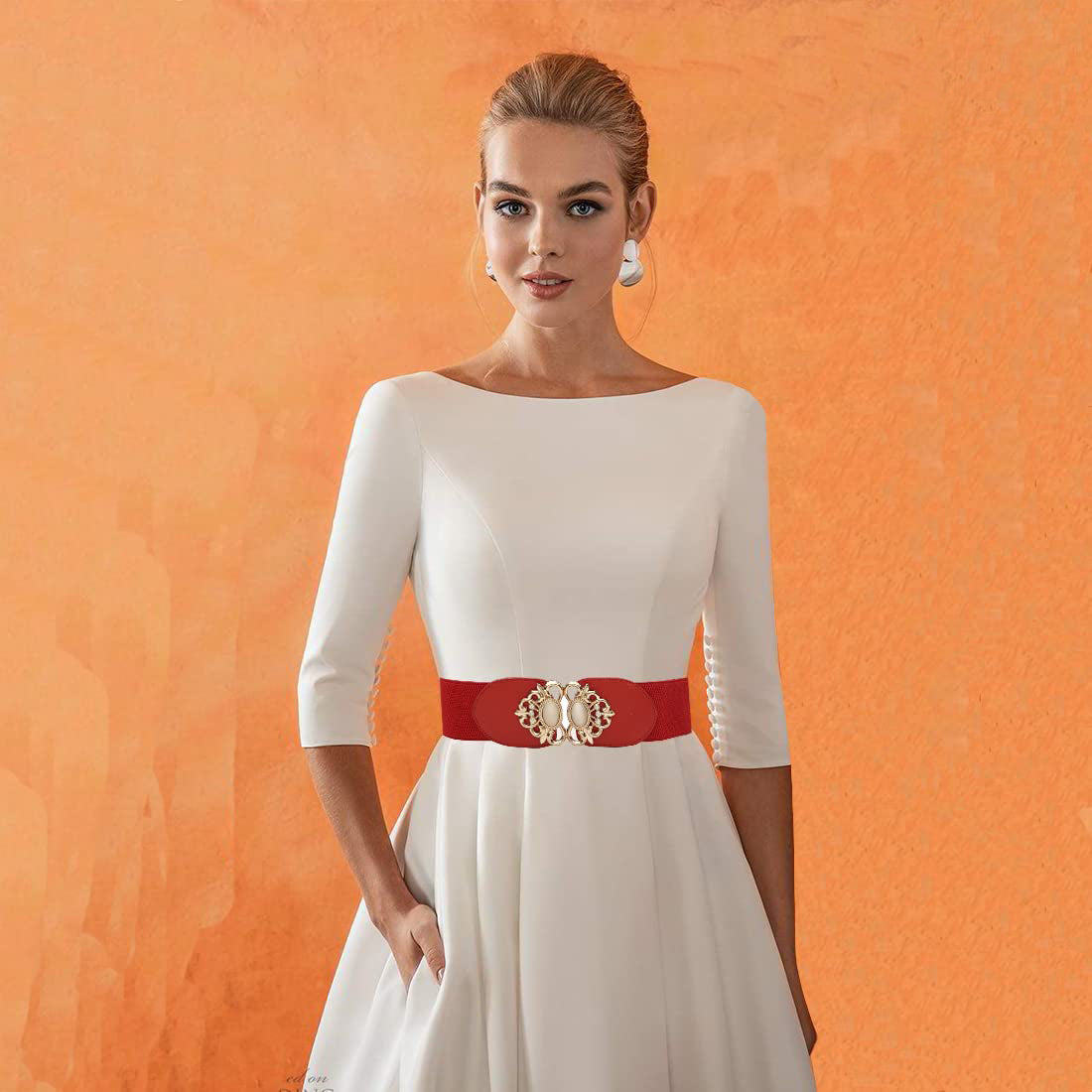 Style Shoes Red Freesize Elasticated Stretchable Dress Belt For Women and Girls