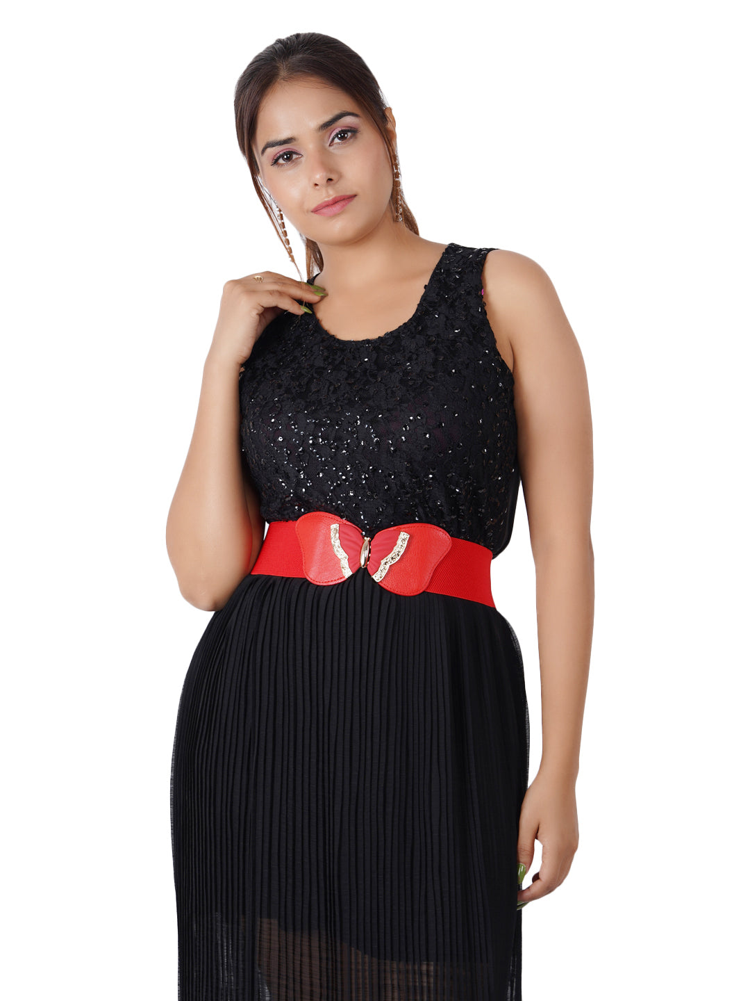 Style Shoes Red Freesize Elasticated Stretchable Dress Belt For Women and Girls