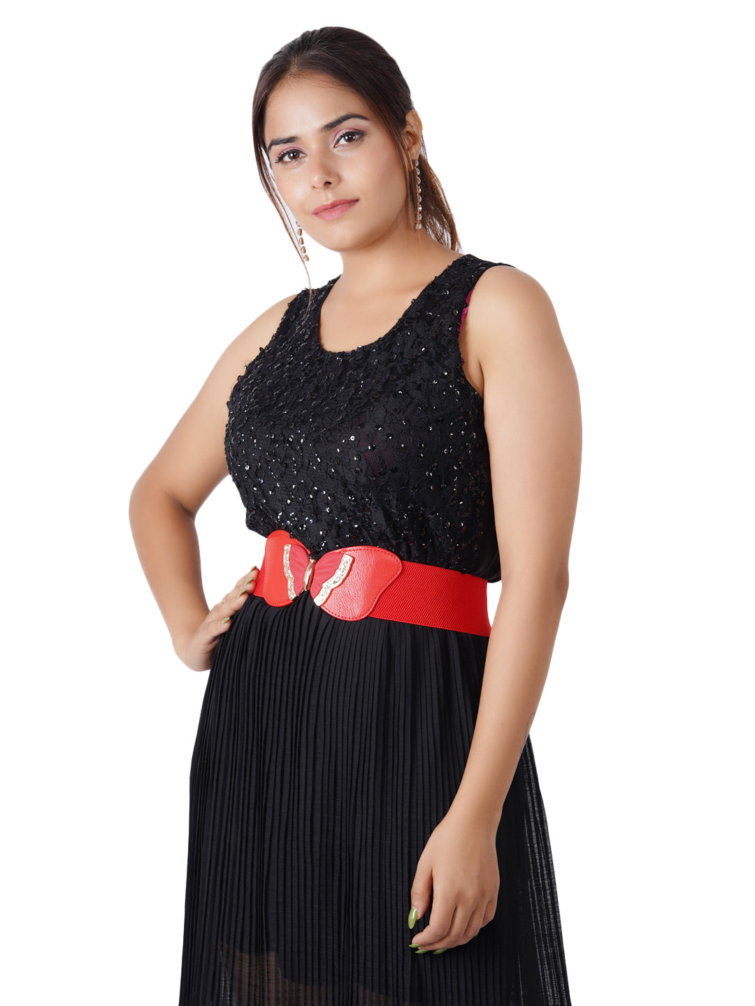 Style Shoes Red Freesize Elasticated Stretchable Dress Belt For Women and Girls