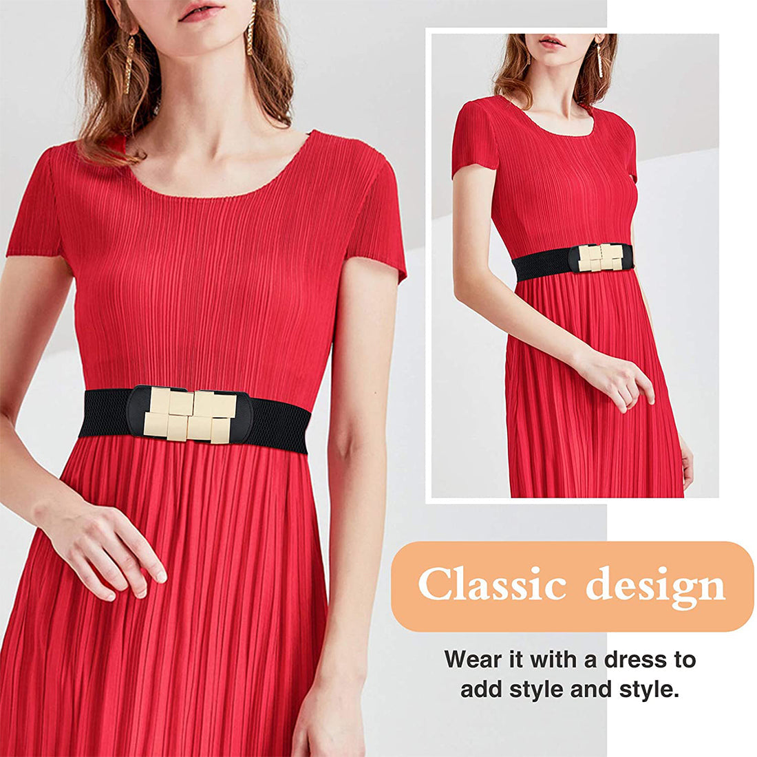 Style Shoes Black Freesize Elasticated Stretchable Dress Belt For Women and Girls