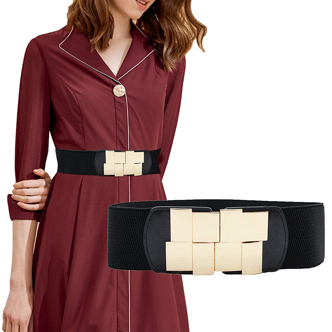 Style Shoes Black Freesize Elasticated Stretchable Dress Belt For Women and Girls