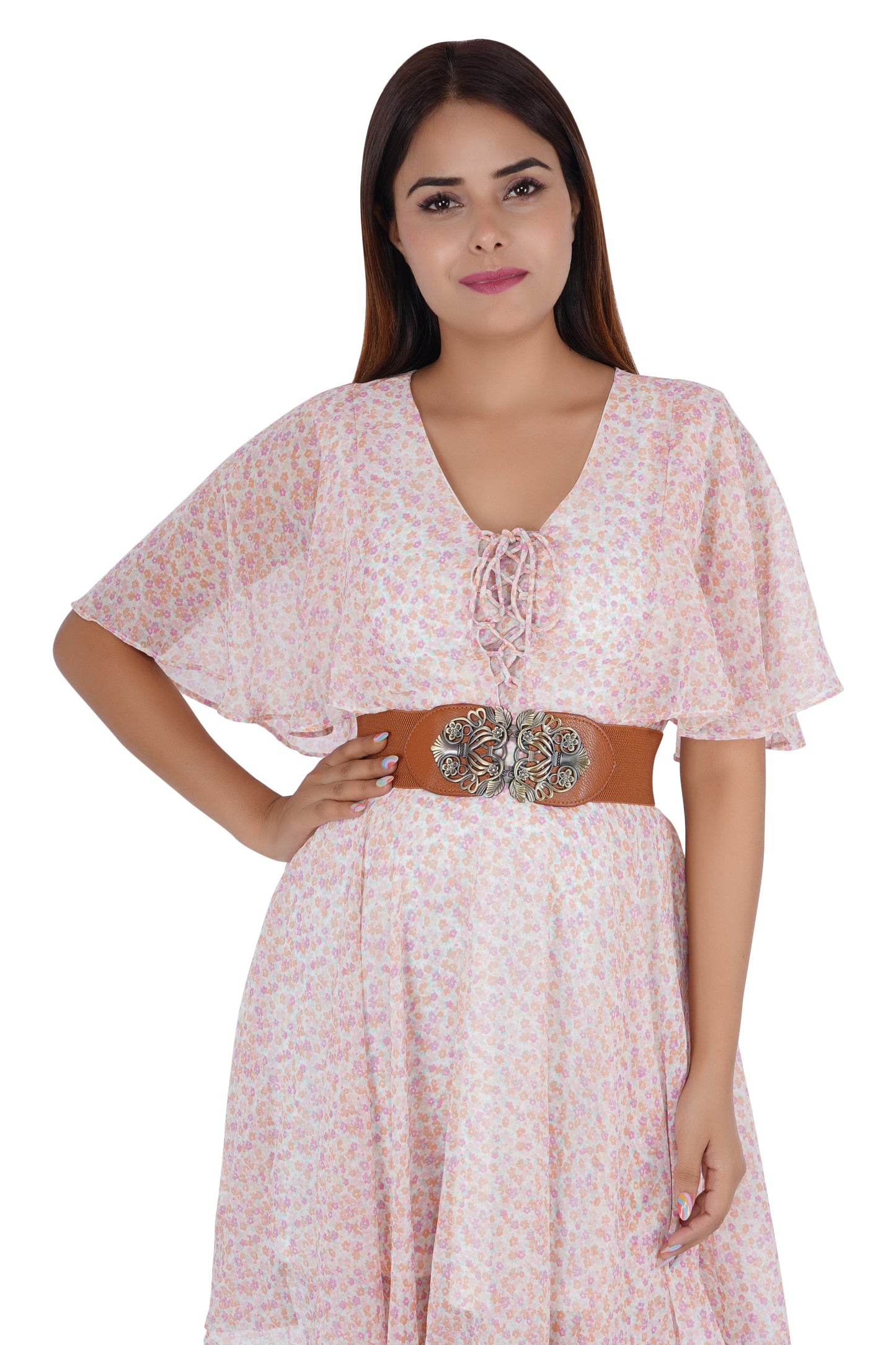 Style Shoes Tan Freesize Elasticated Stretchable Dress Belt For Women and Girls