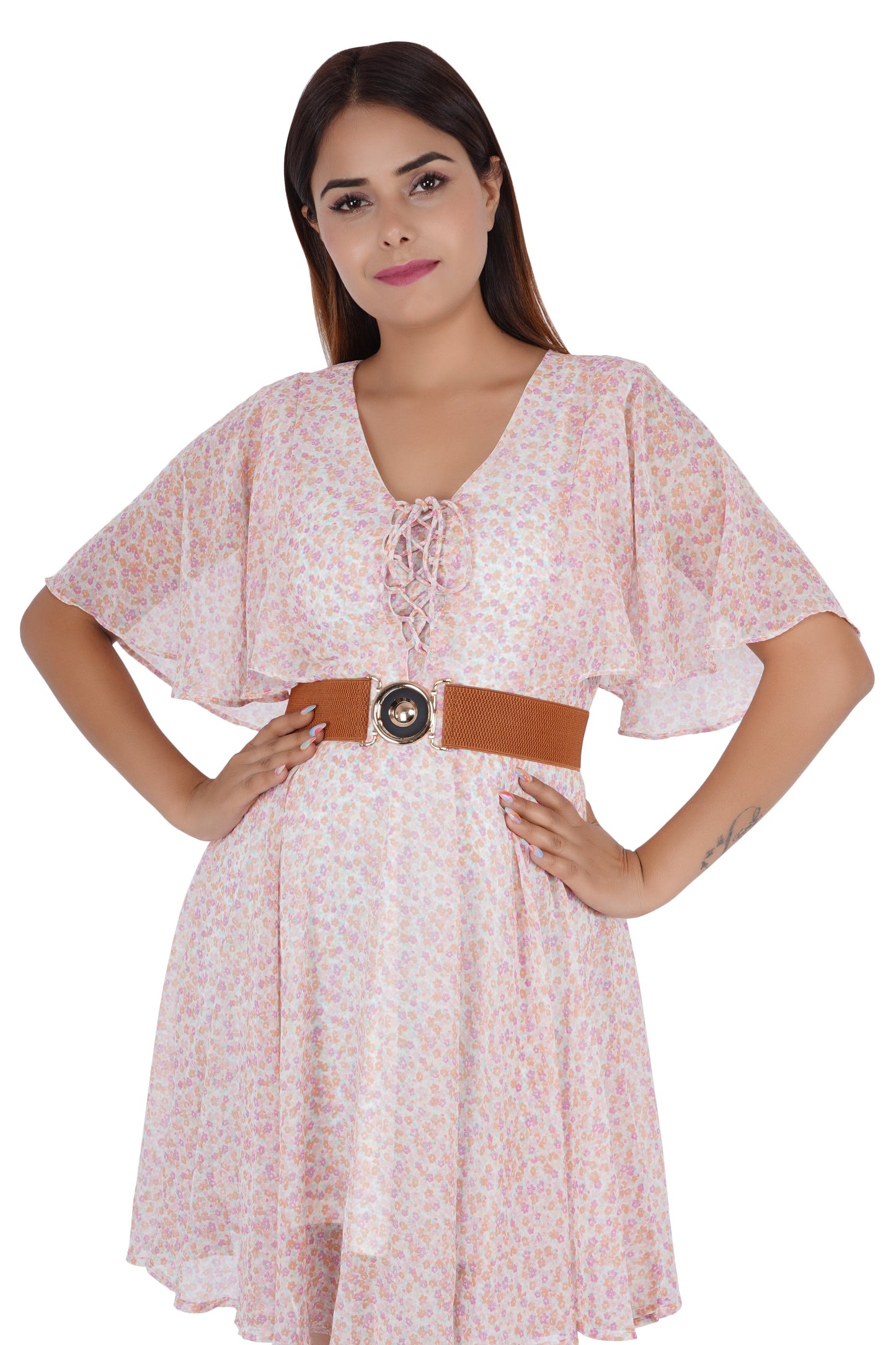 Style Shoes Tan Freesize Elasticated Stretchable Dress Belt For Women and Girls