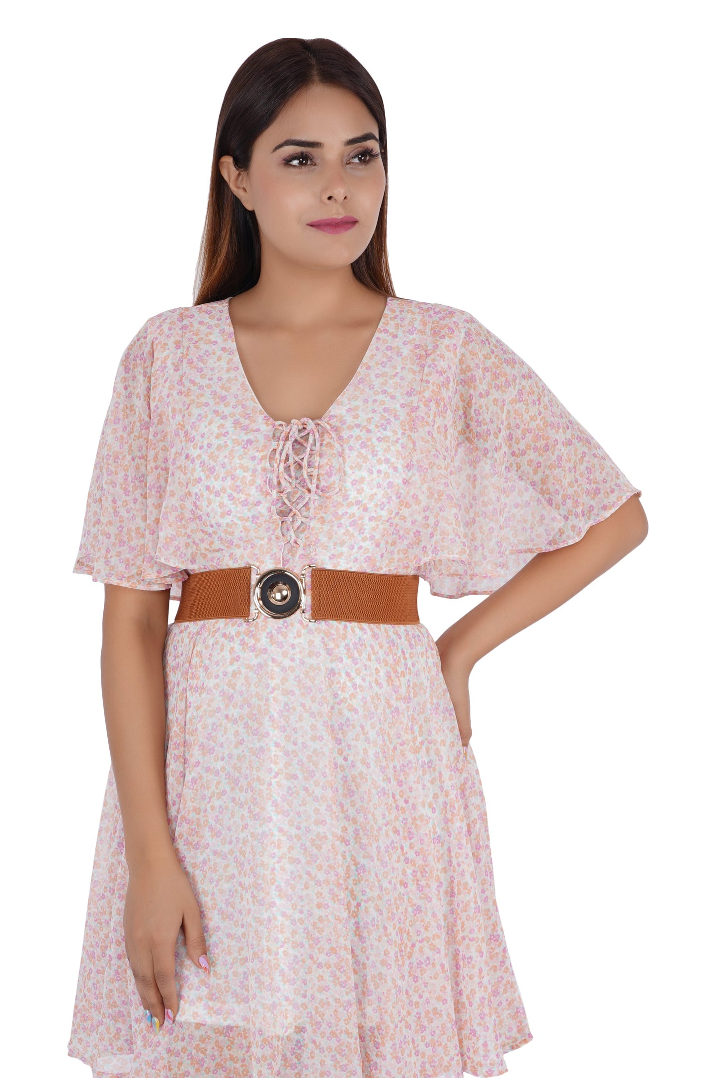 Style Shoes Tan Freesize Elasticated Stretchable Dress Belt For Women and Girls