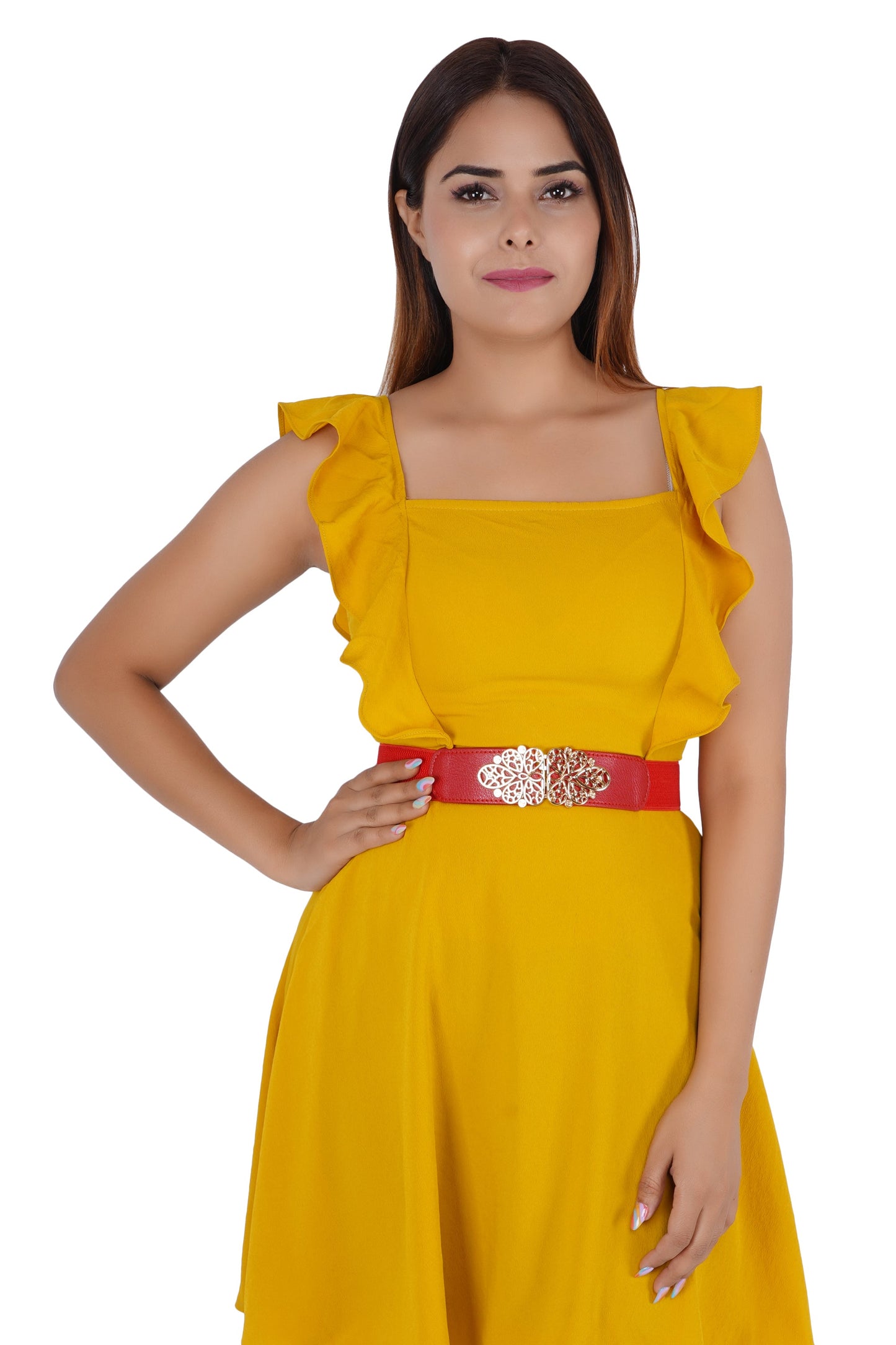 Style Shoes Red Freesize Elasticated Stretchable Dress Belt For Women and Girls