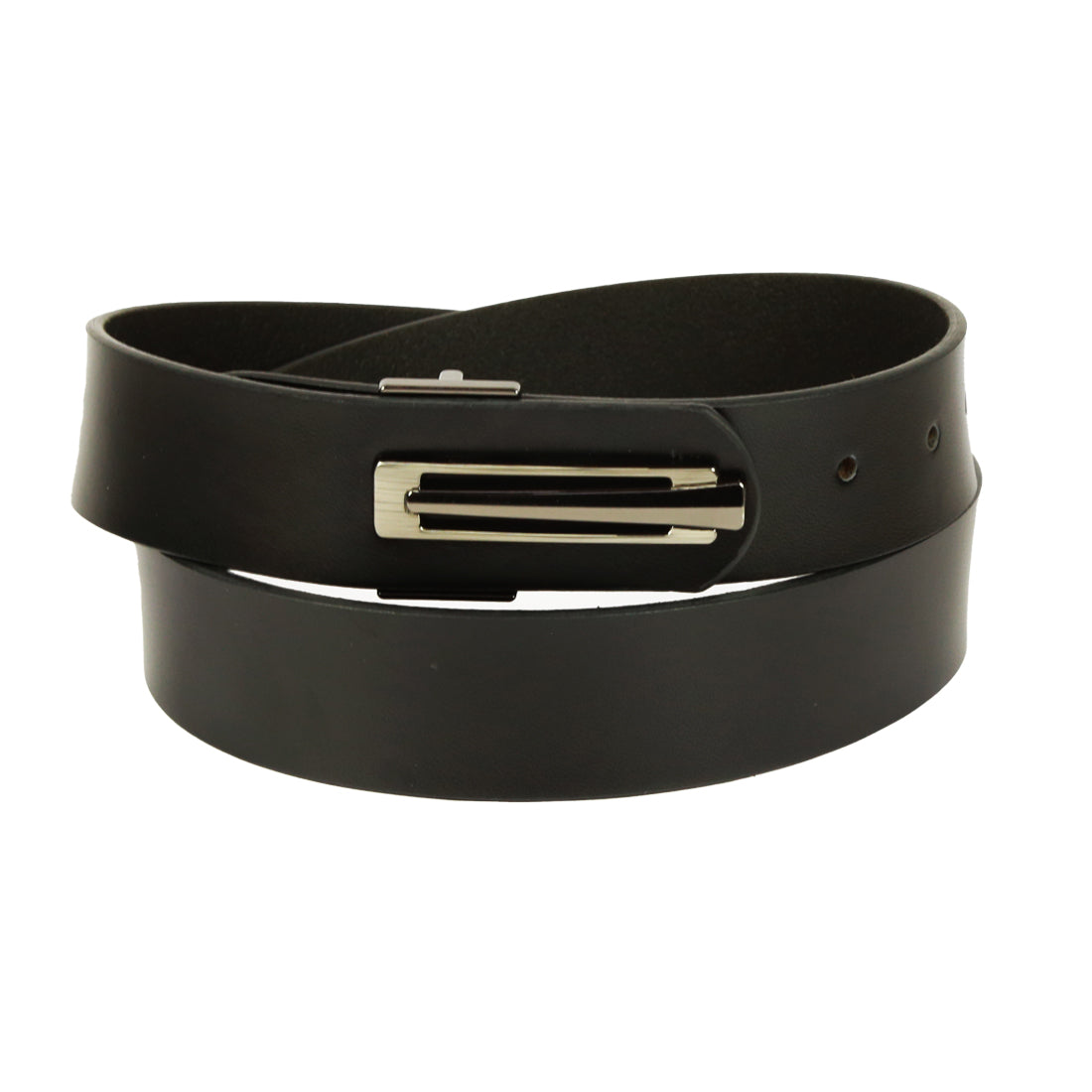Style Shoes Black Genuine Leather Belt with Pin Buckle Closure for Men and Boys